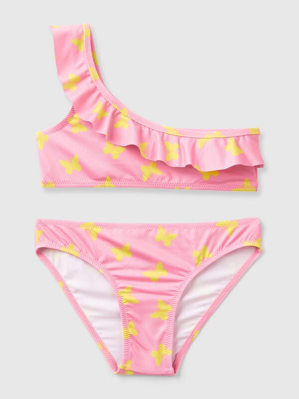 Bikini rosa con estampado de mariposas Niña