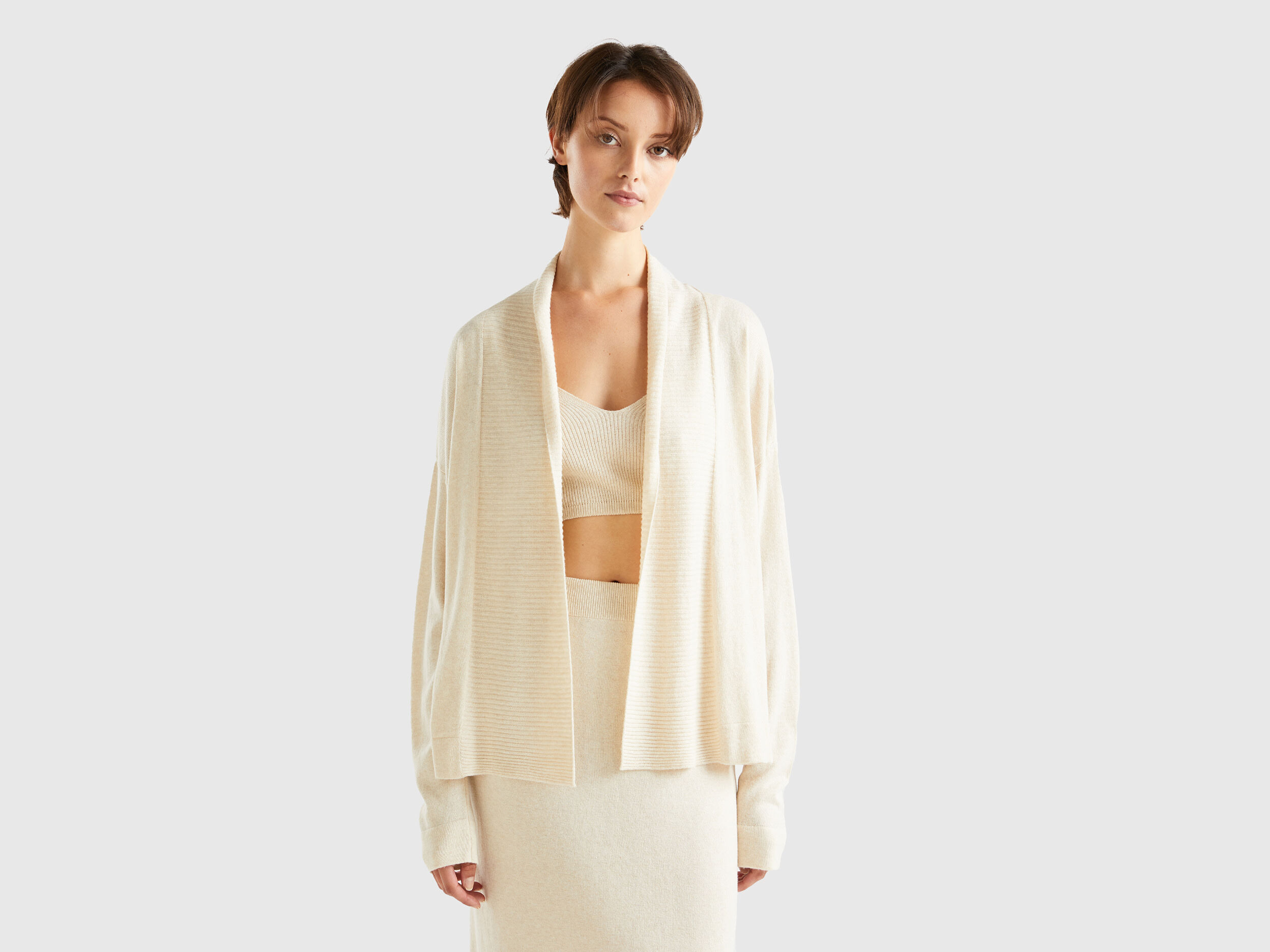Cashmere blend cardigan Creamy White Benetton