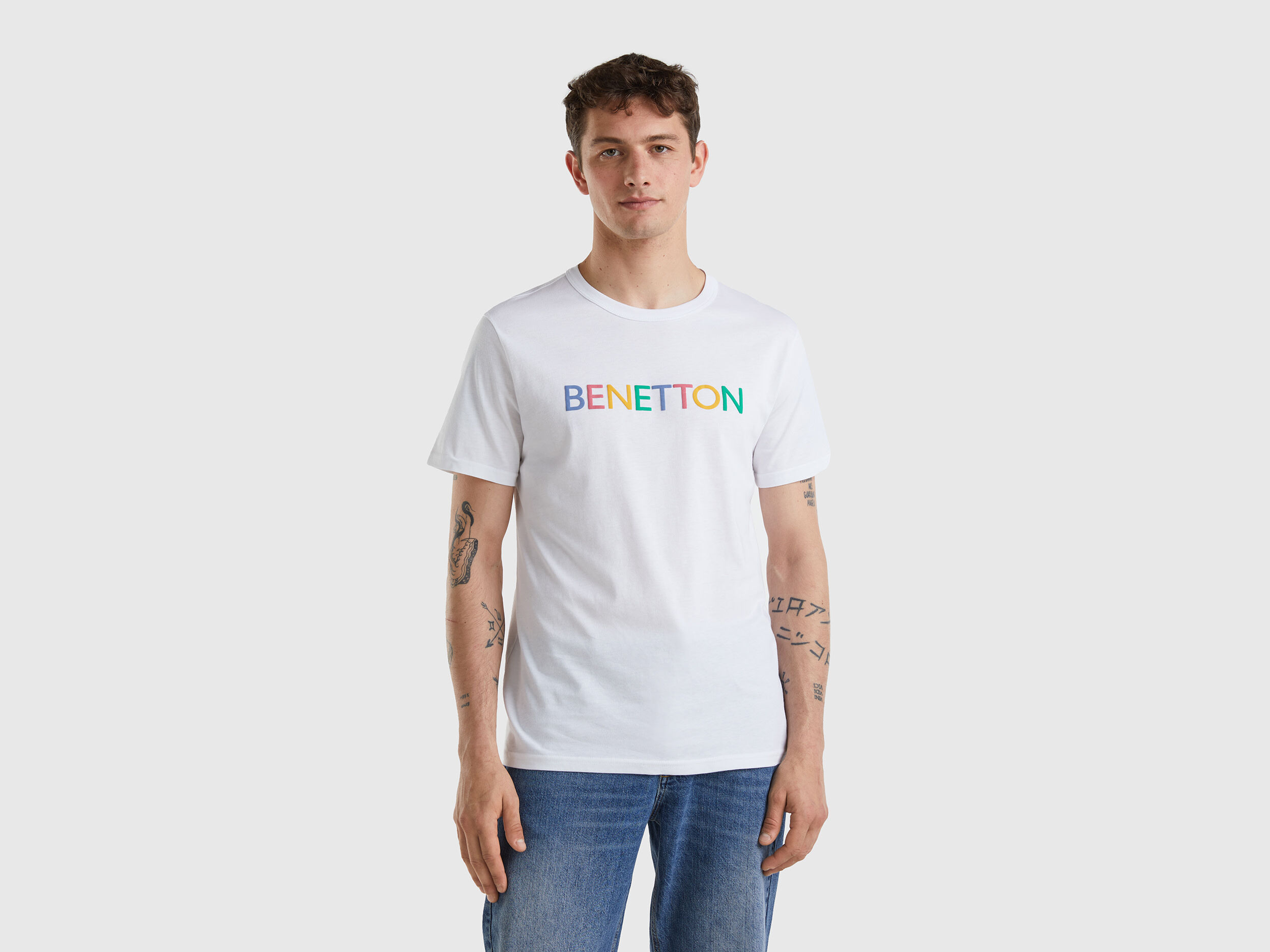 Benetton white t shirt sale