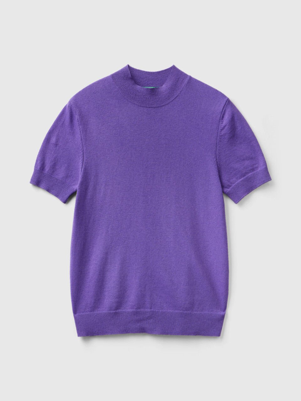 Purple short sleeve sweater in cashmere blend Violet Benetton