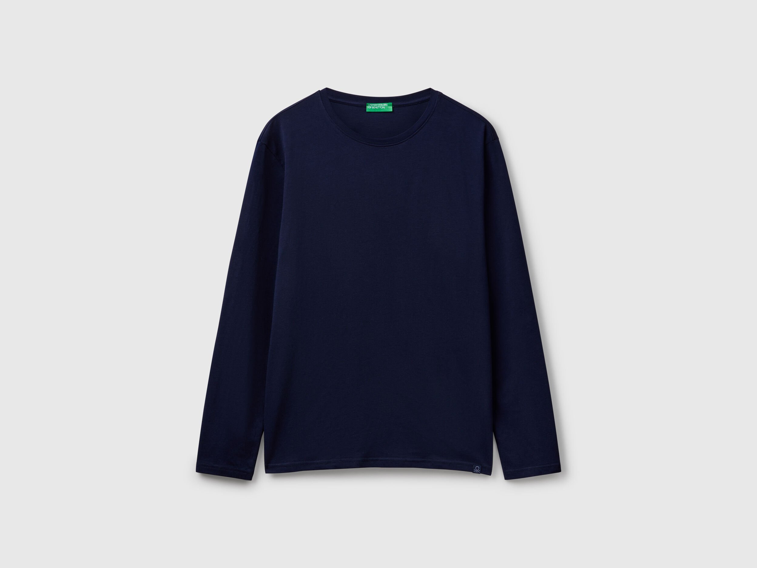 Long sleeve pure cotton t-shirt - Black | Benetton