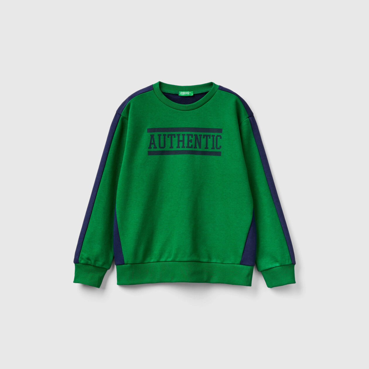 100 cotton sweatshirt with logo Aqua Benetton