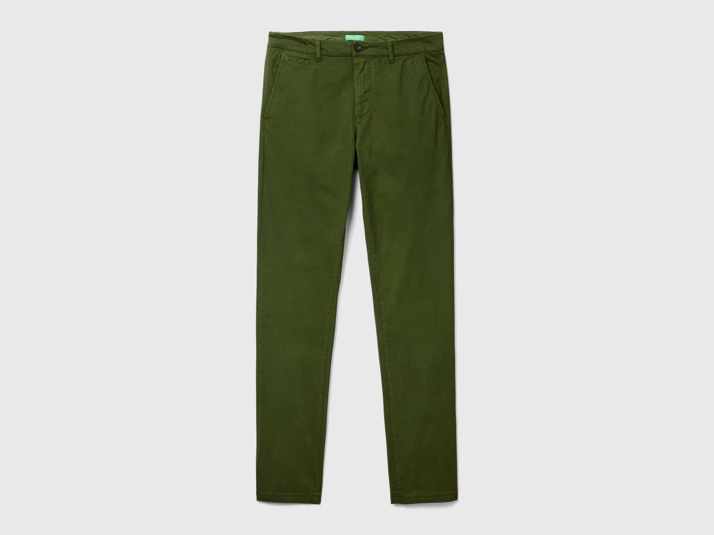 Benetton Olive Green Slim Fit Chinos Size 44 Men