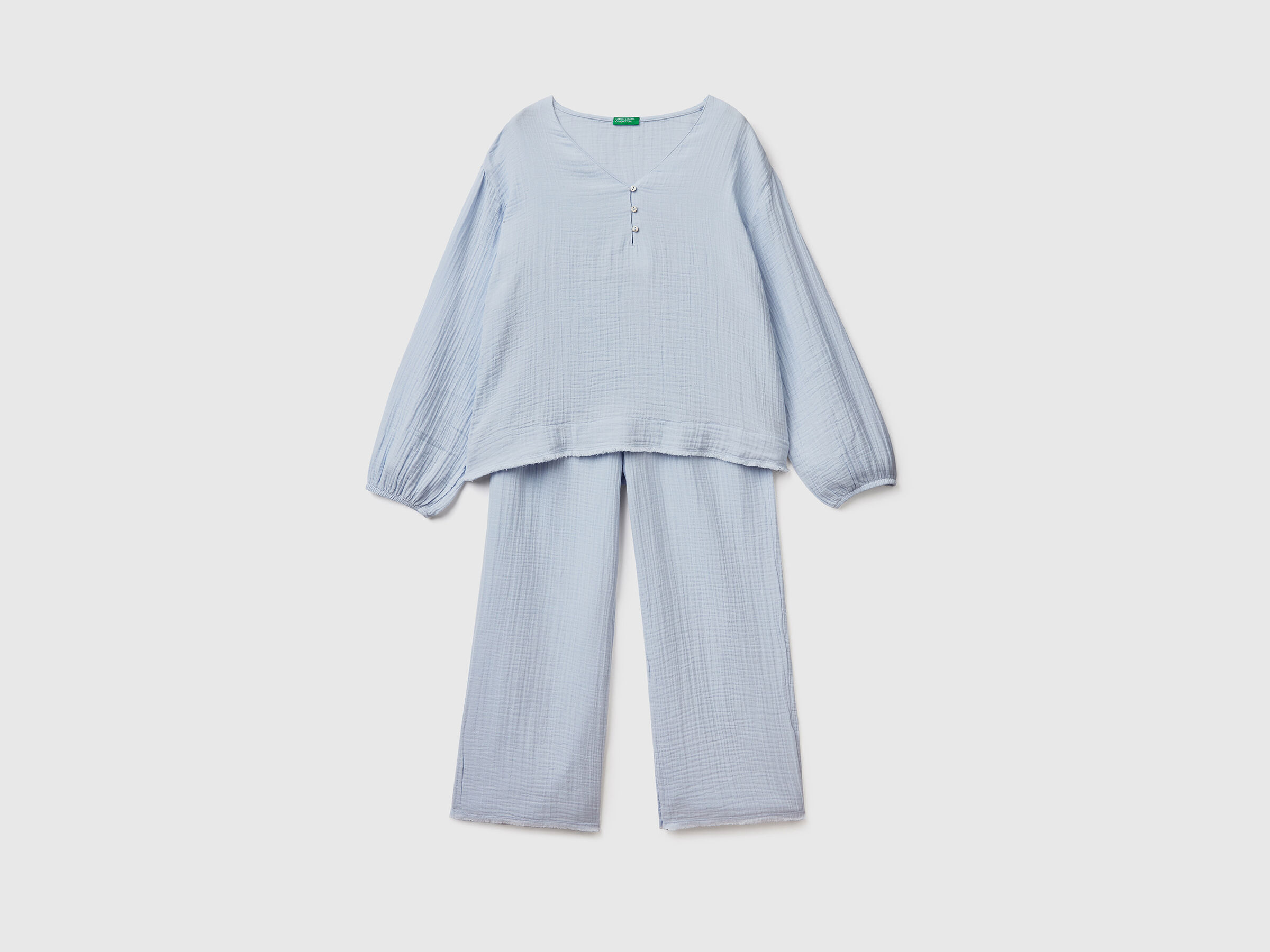 wagon Blauwe plek Oom of meneer Pyjamas in warm cotton - Sky Blue | Benetton
