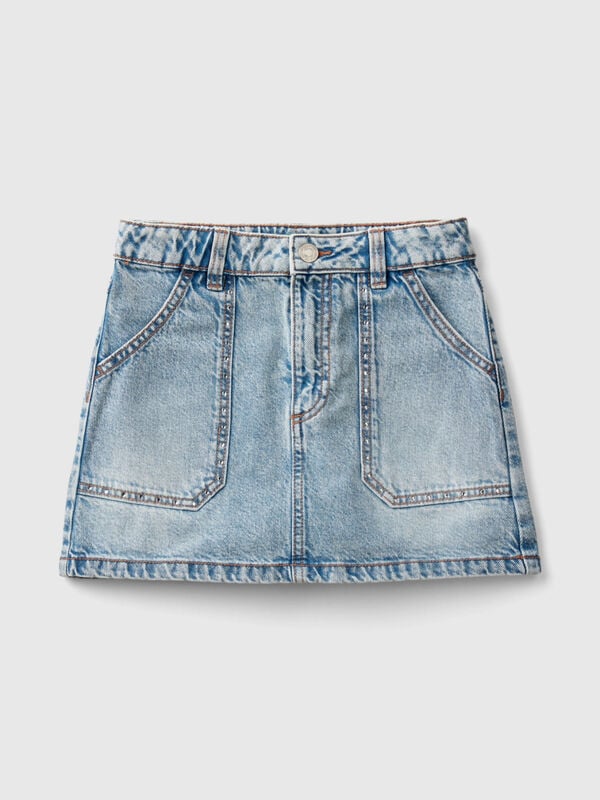 Denim mini skirt with rhinestones Junior Girl