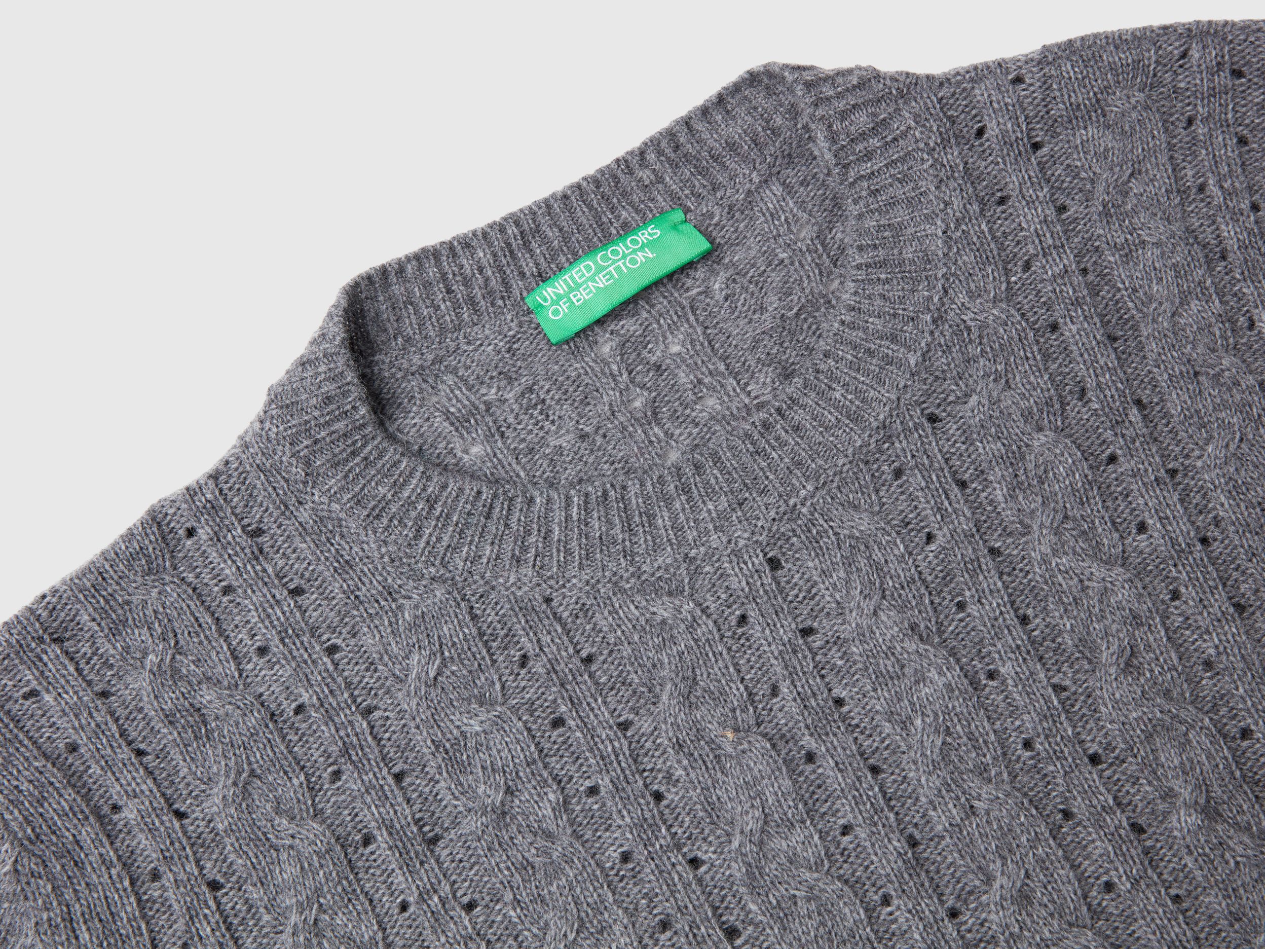 United Arrows Cashmere Cable Knit Sweater M Size Yellowed