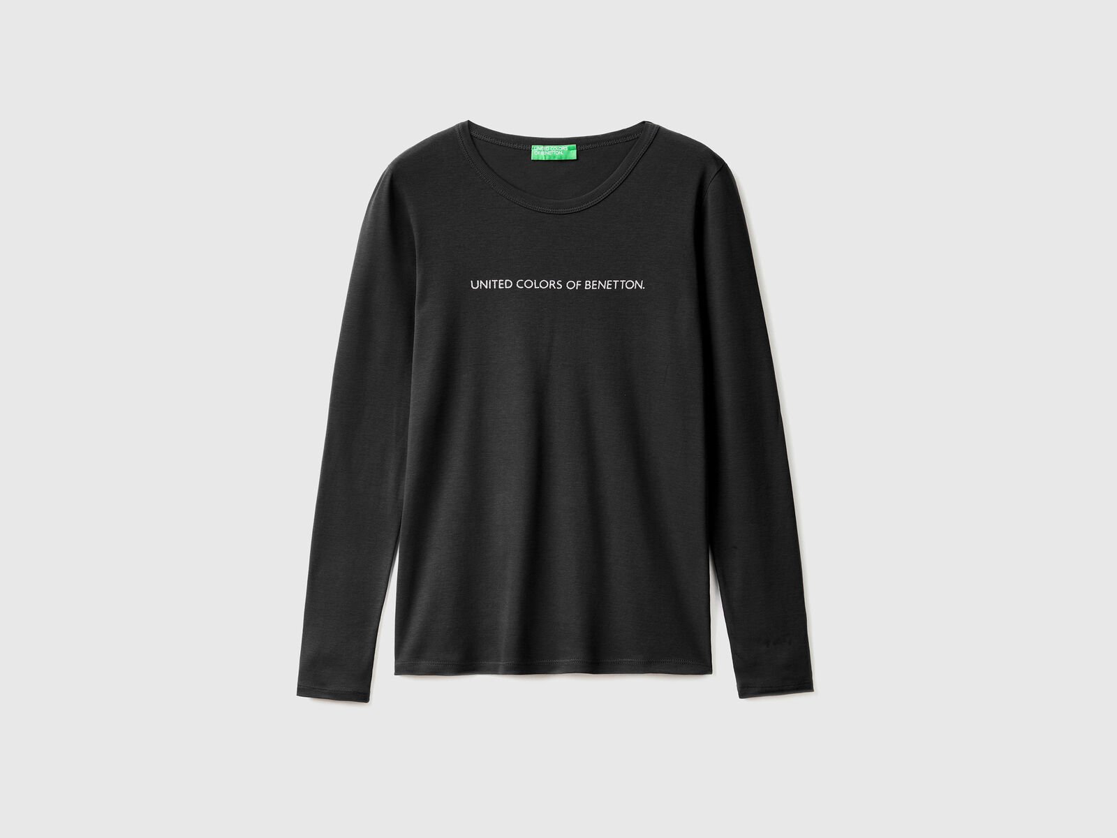 Black 100% t-shirt | long sleeve - Black cotton Benetton