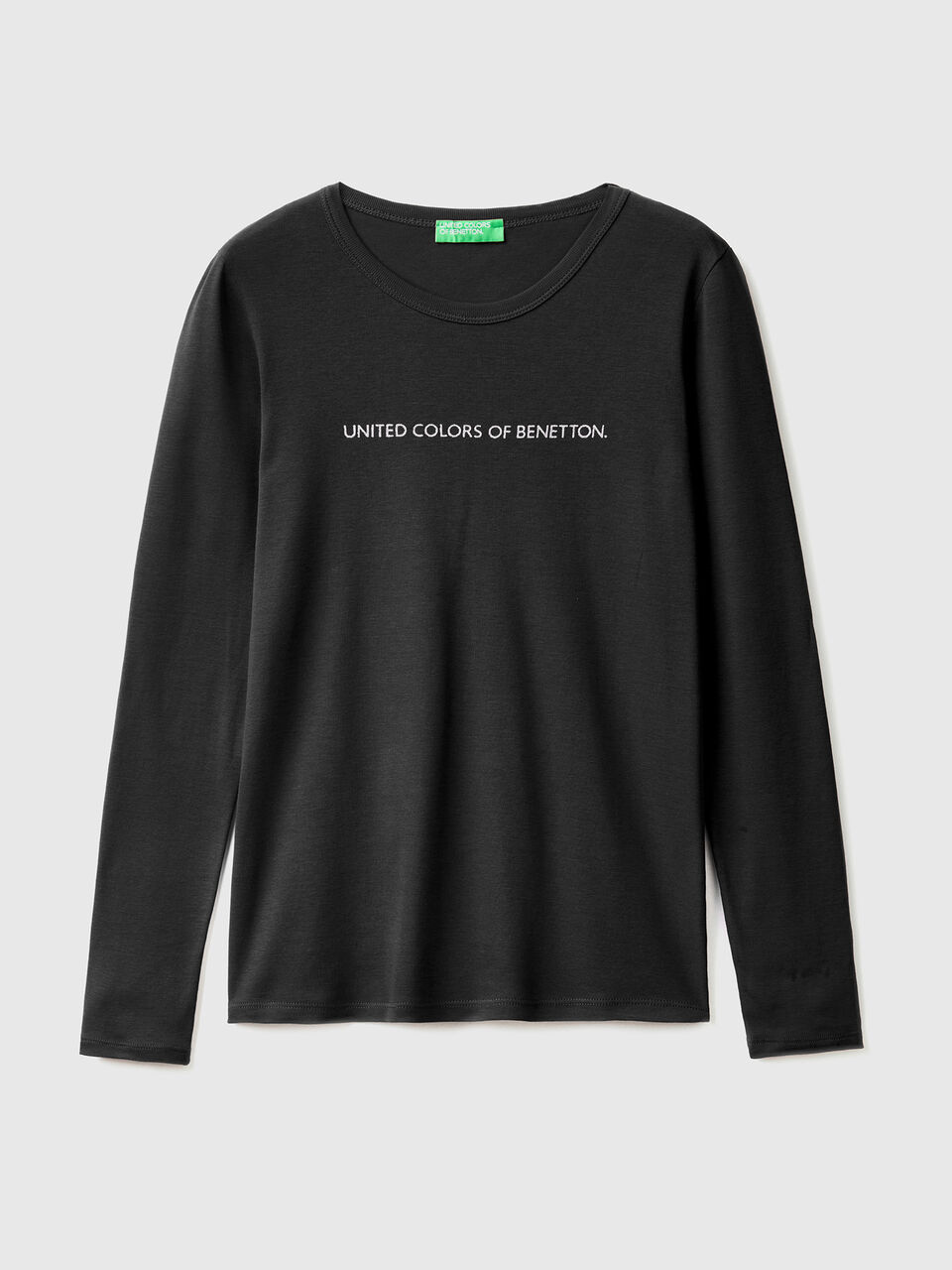 - long t-shirt 100% Black | sleeve Black cotton Benetton