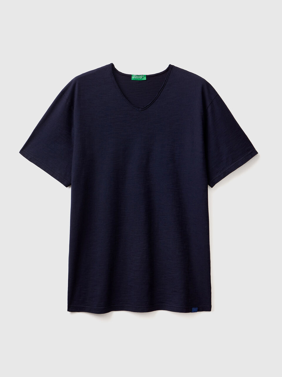 V-neck t-shirt in 100% cotton - Dark Blue | Benetton