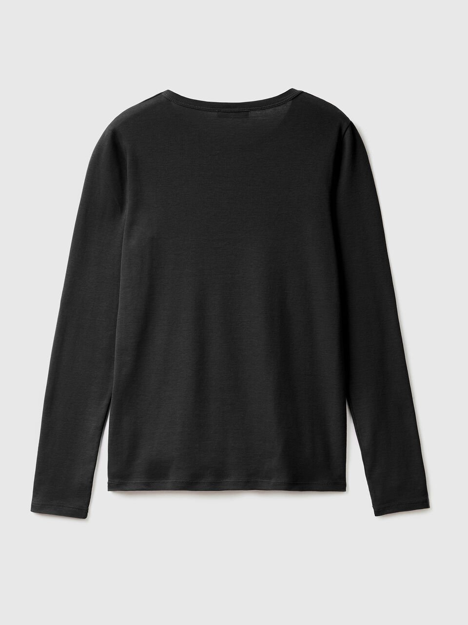 Black 100% cotton long sleeve t-shirt - Black | Benetton