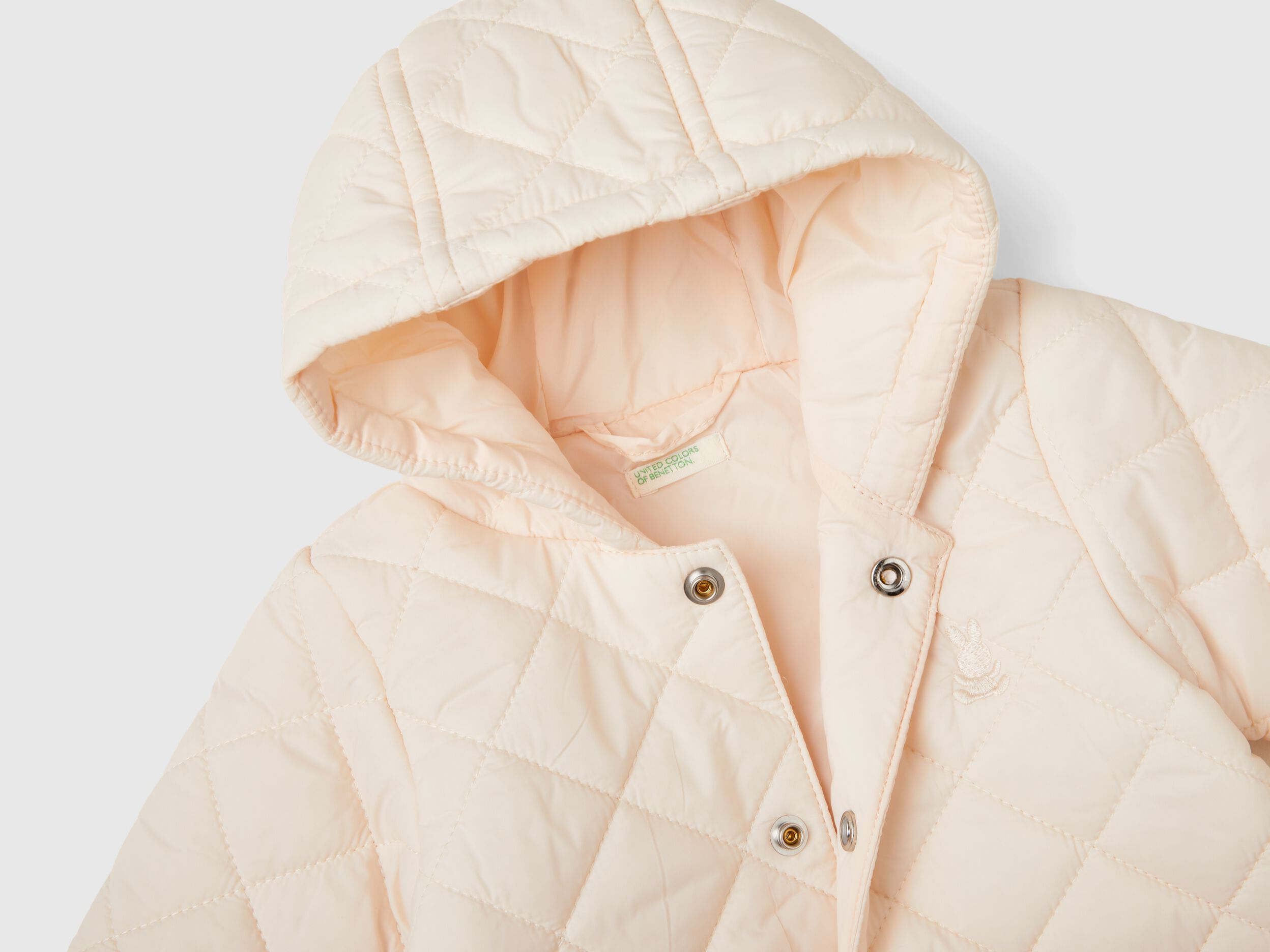 Benetton Quilted Jacket with Hood Soft Pink Kids