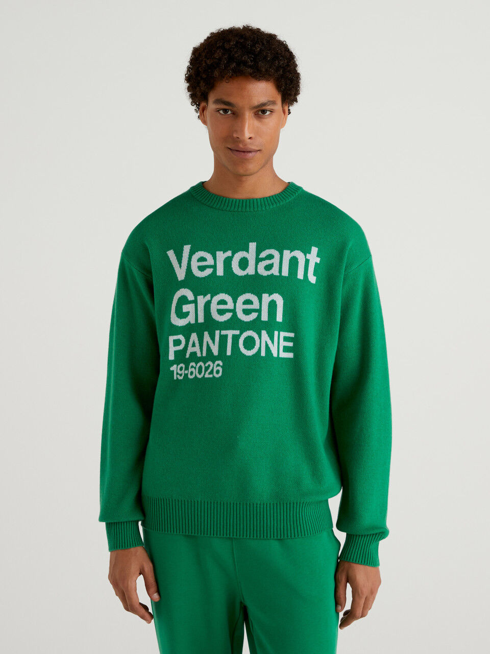 BenettonxPantone™ green sweater with inlay