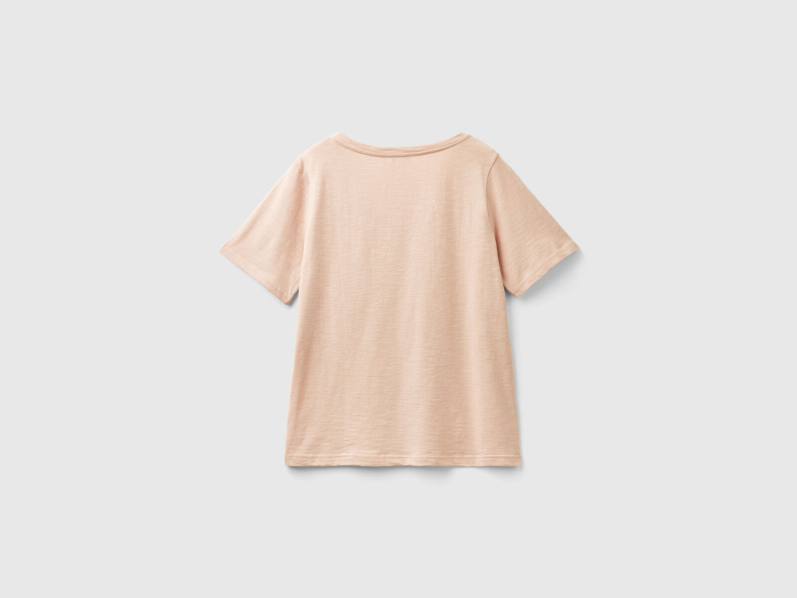 V-neck | Nude t-shirt - slub cotton Benetton in