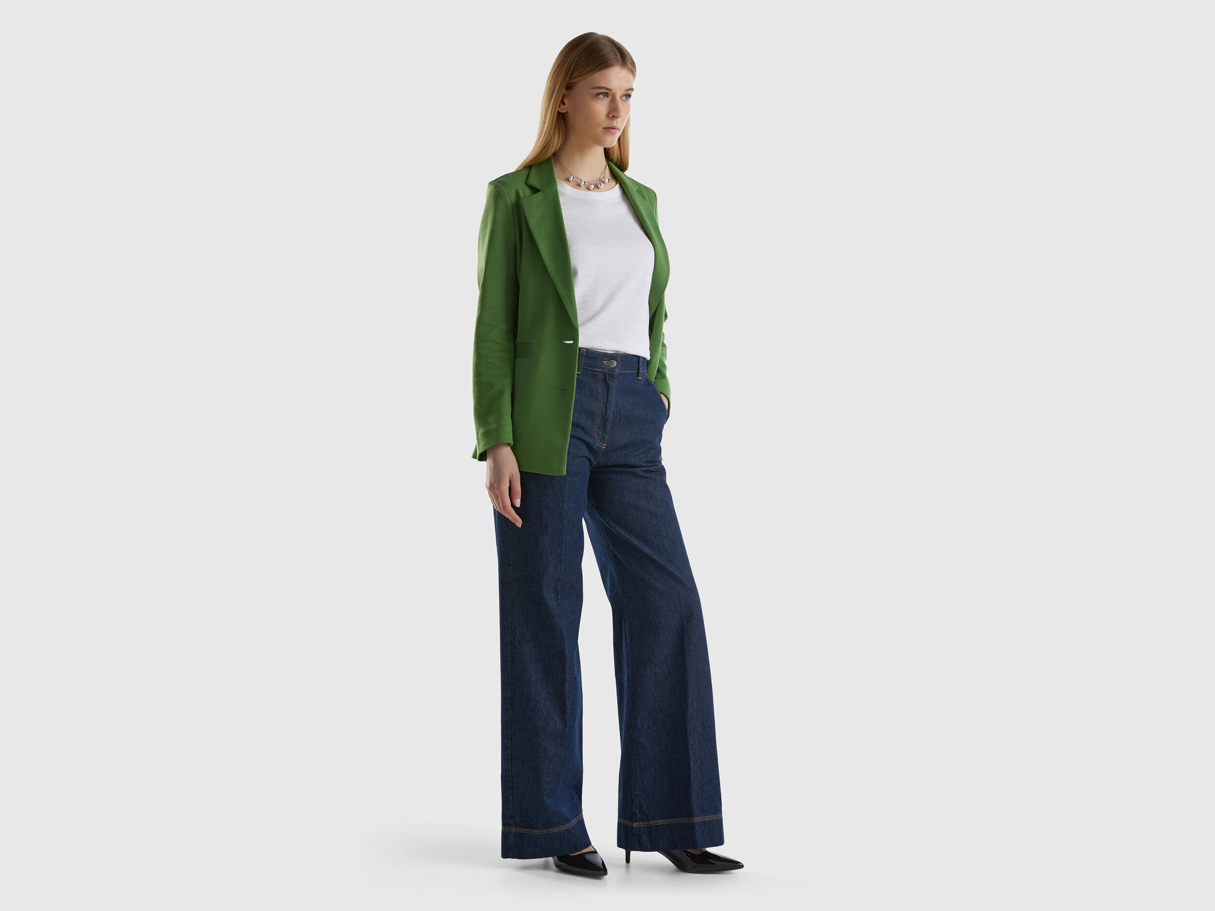 Jeans with wide leg - Dark Blue | Benetton
