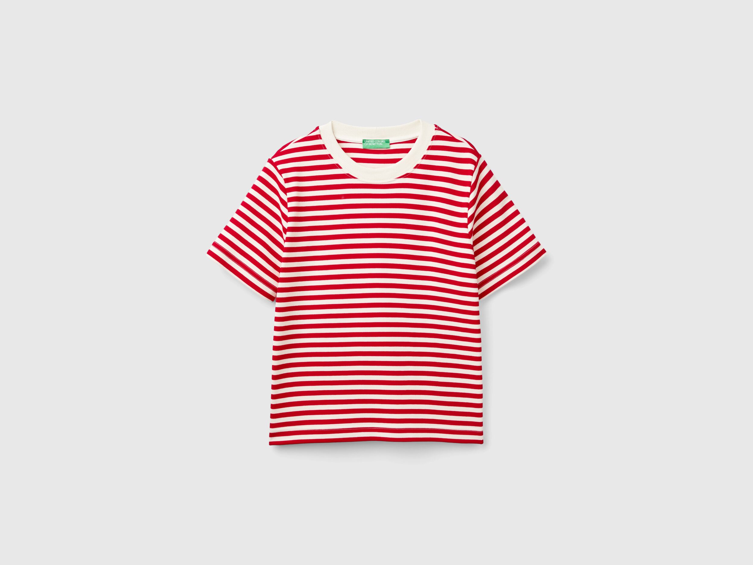 Striped t shirt in warm cotton Red Benetton