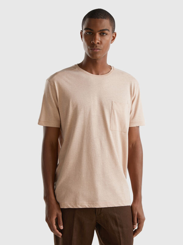 T-shirt in linen blend with pocket Men