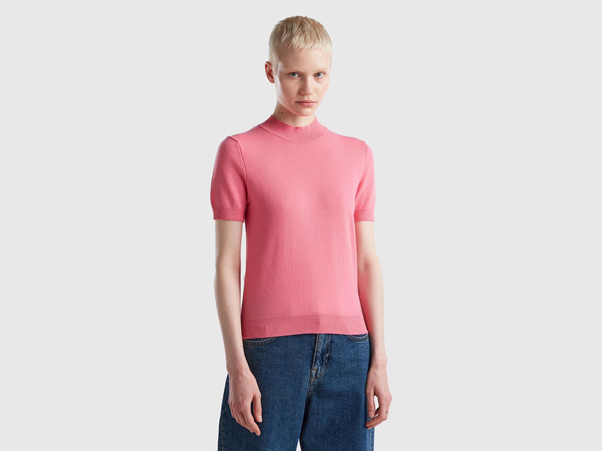 Pink short sleeve sweater outlet