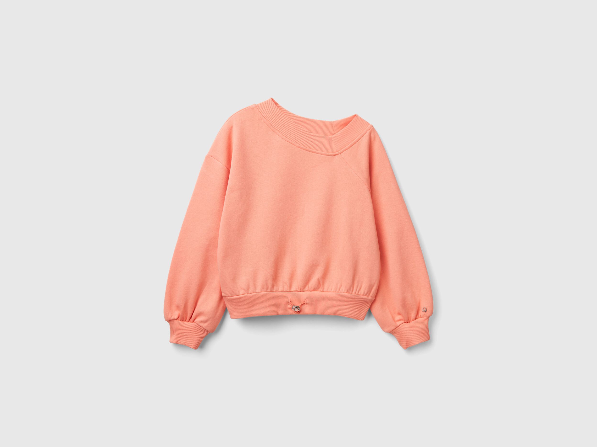 Benetton Sweatshirt with Uneven Neckline Peach Kids