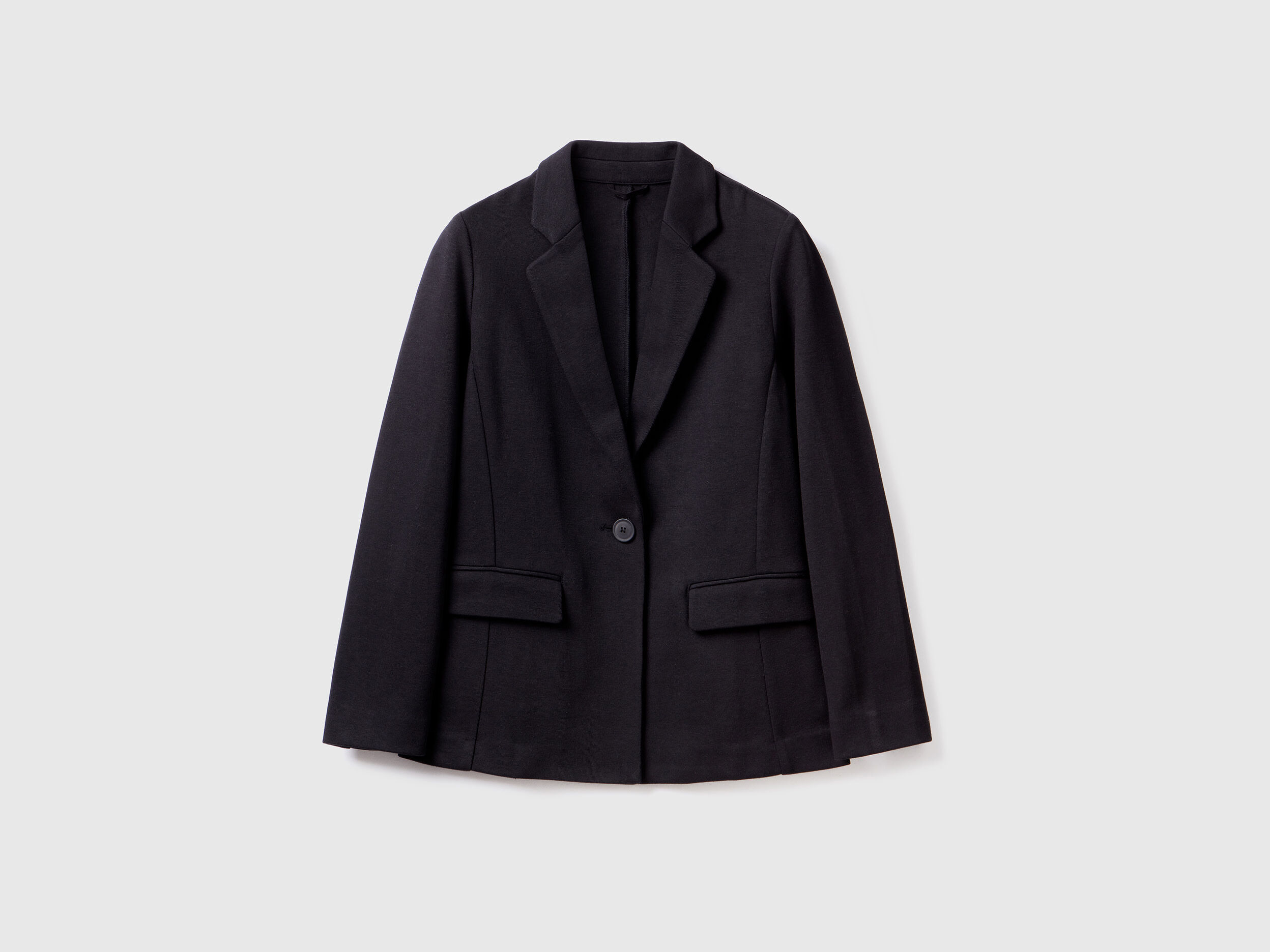 Fitted blazer with pockets Black Benetton