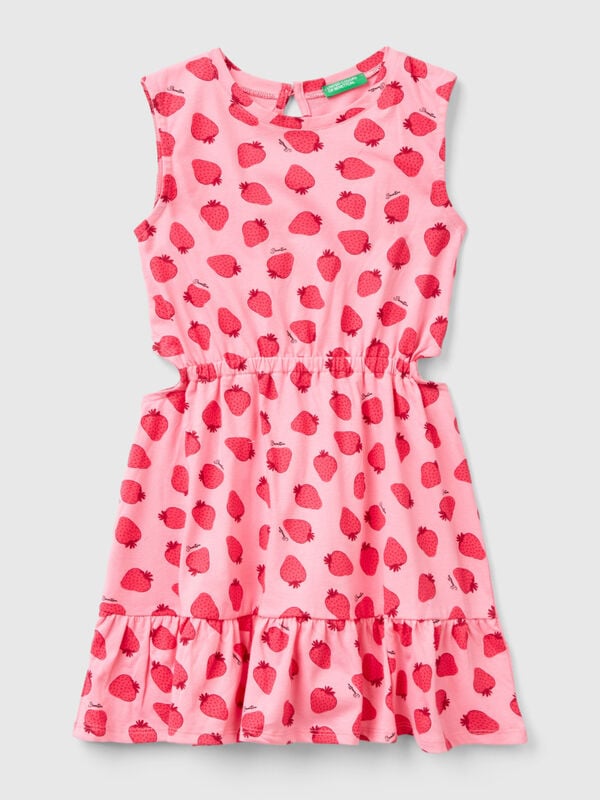 Pink dress with strawberry print Junior Girl