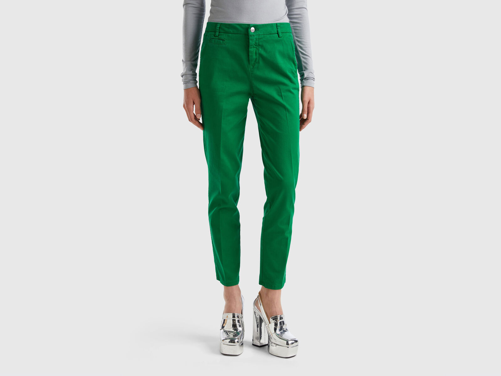 Green slim fit chinos - Green | Benetton