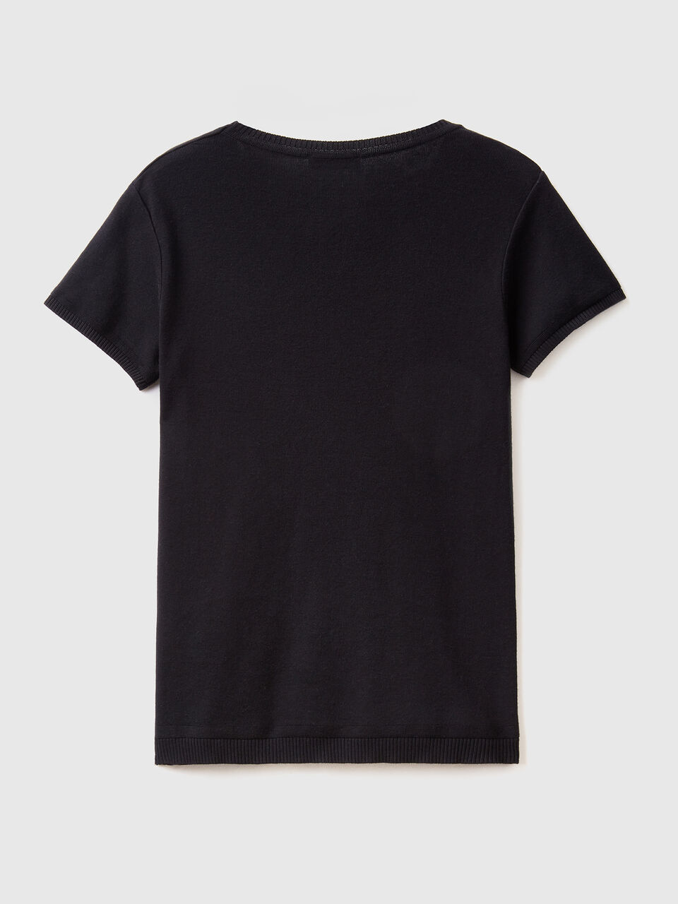 Short sleeve sweater in 100% cotton - Black | Benetton