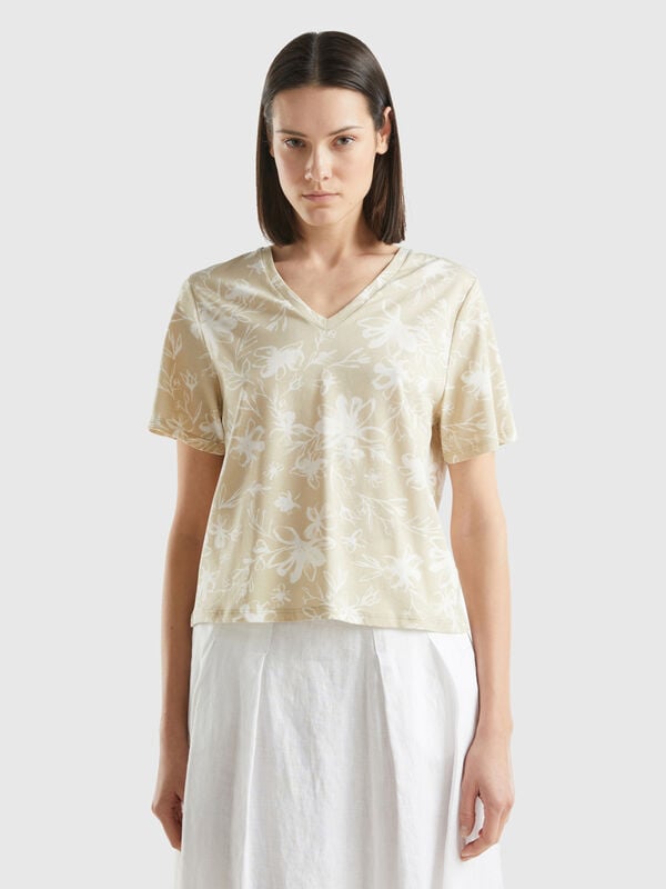 Camiseta estampada de algodón de fibra larga Mujer