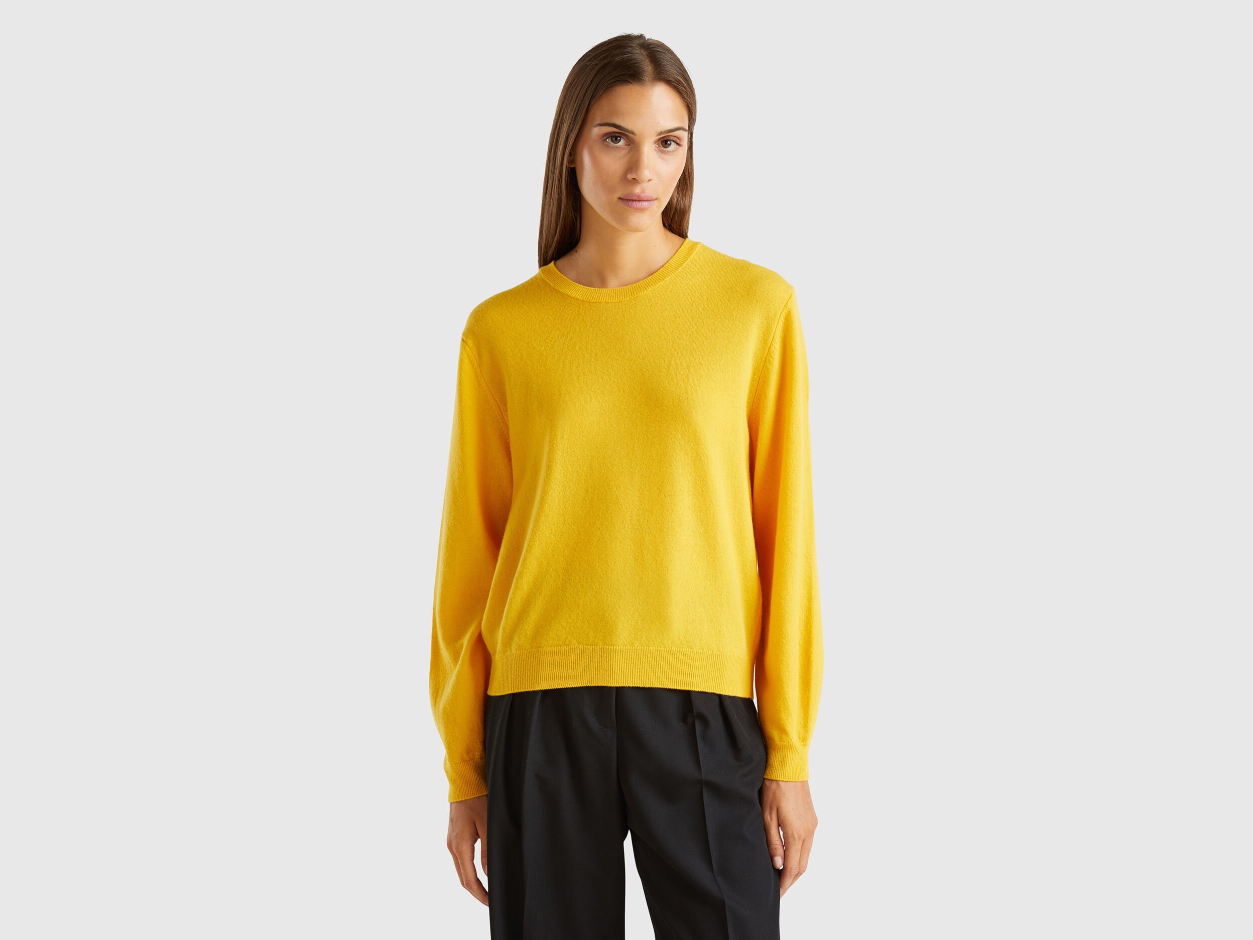 Crew Neck Merino Wool Sweaters Women 2024 Benetton