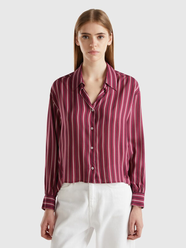 Camisa de rayas con escote de pico Mujer