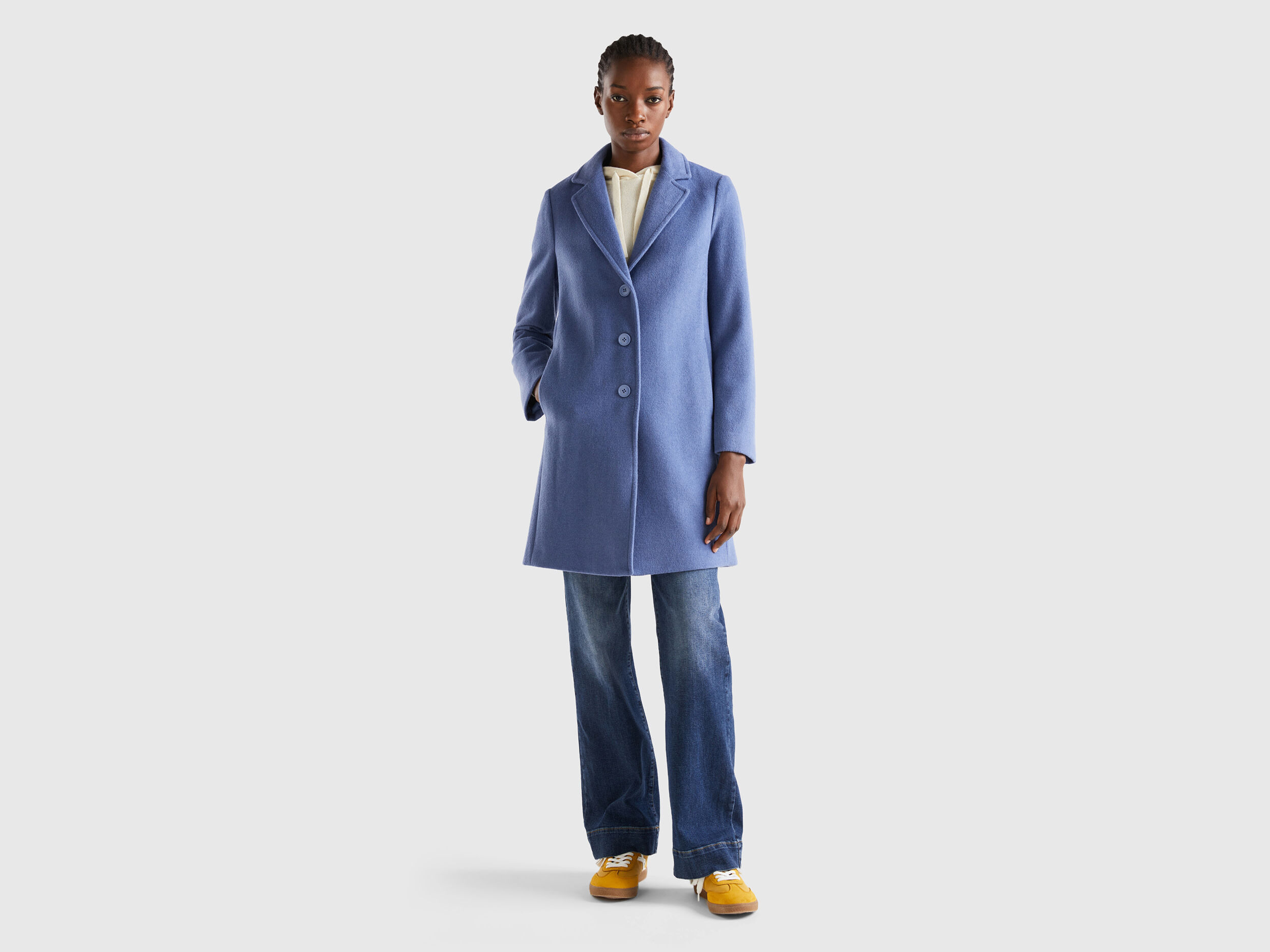 Ladies blue on sale wool coat