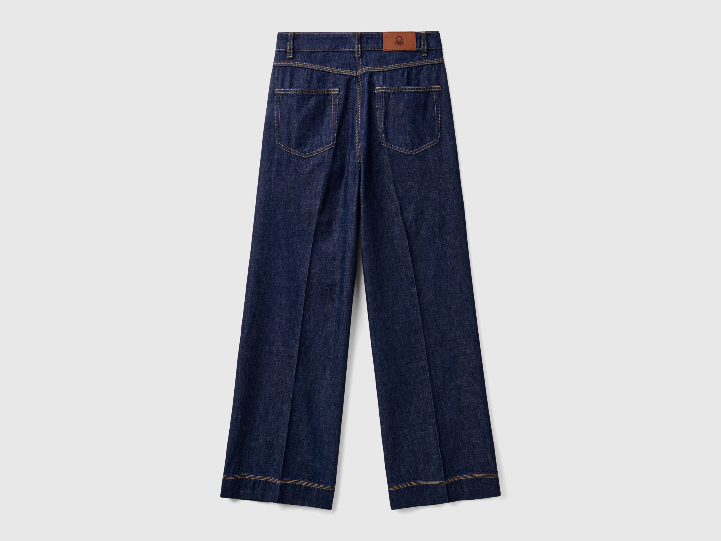 Jeans with wide leg - Dark Blue | Benetton