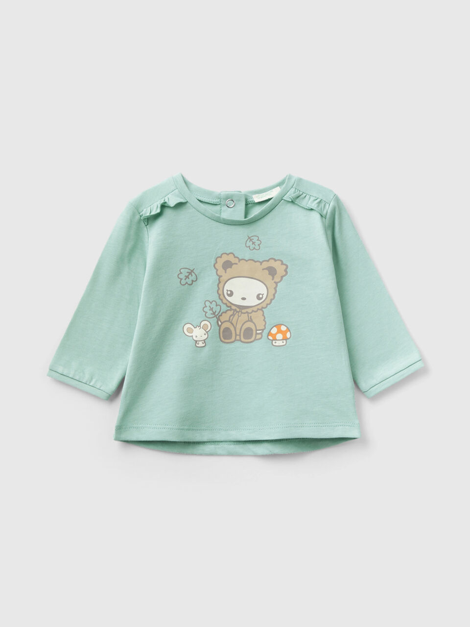 in rouches Benetton - | warm Green with cotton T-shirt