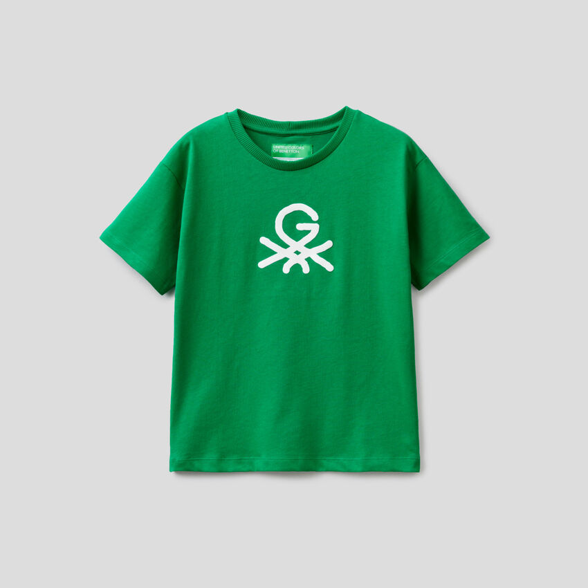 Green unisex t-shirt with print by Ghali