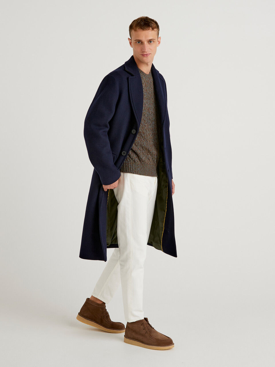 Long coat in wool blend
