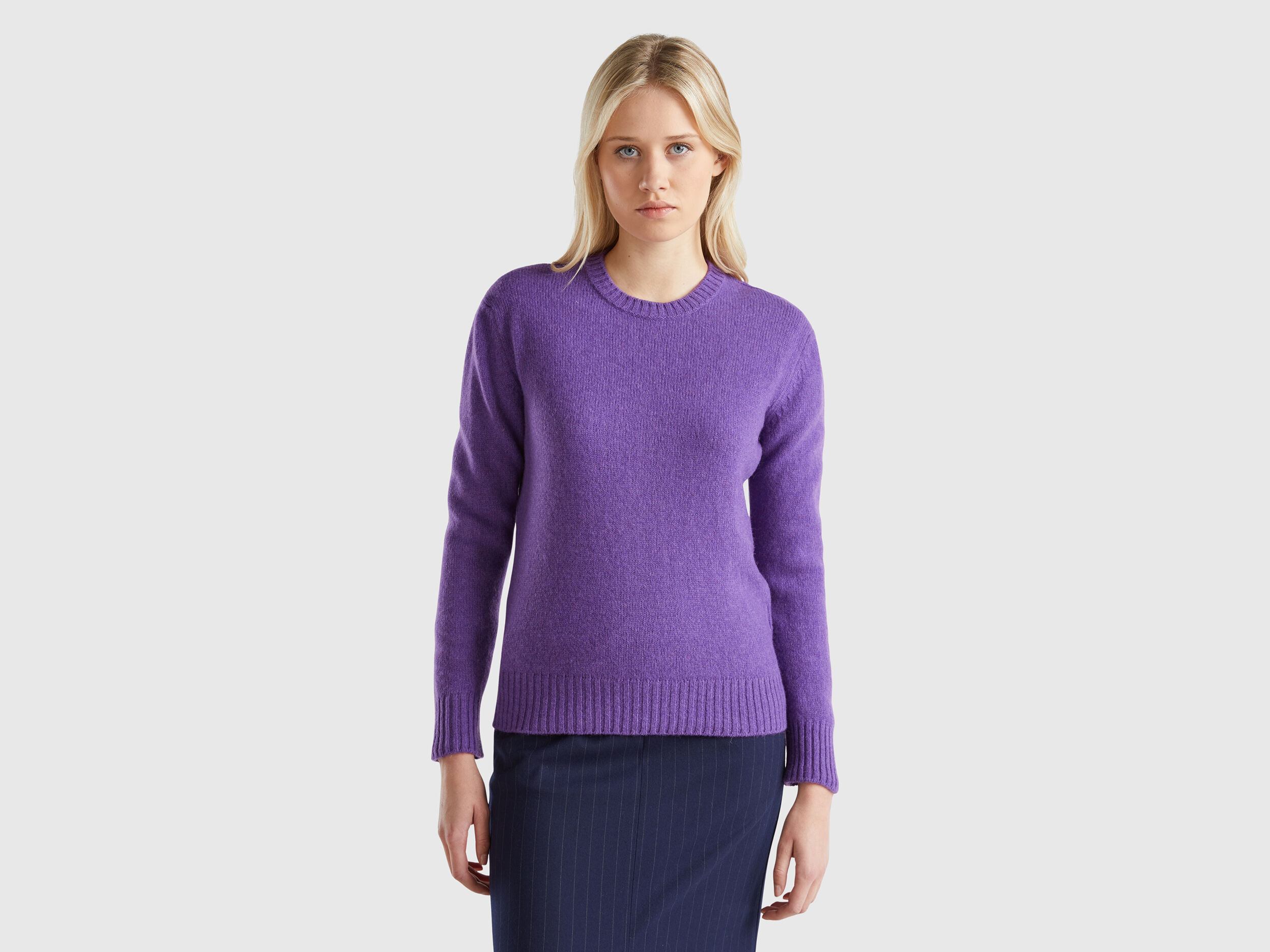 Sweater in pure Shetland wool Purple Benetton
