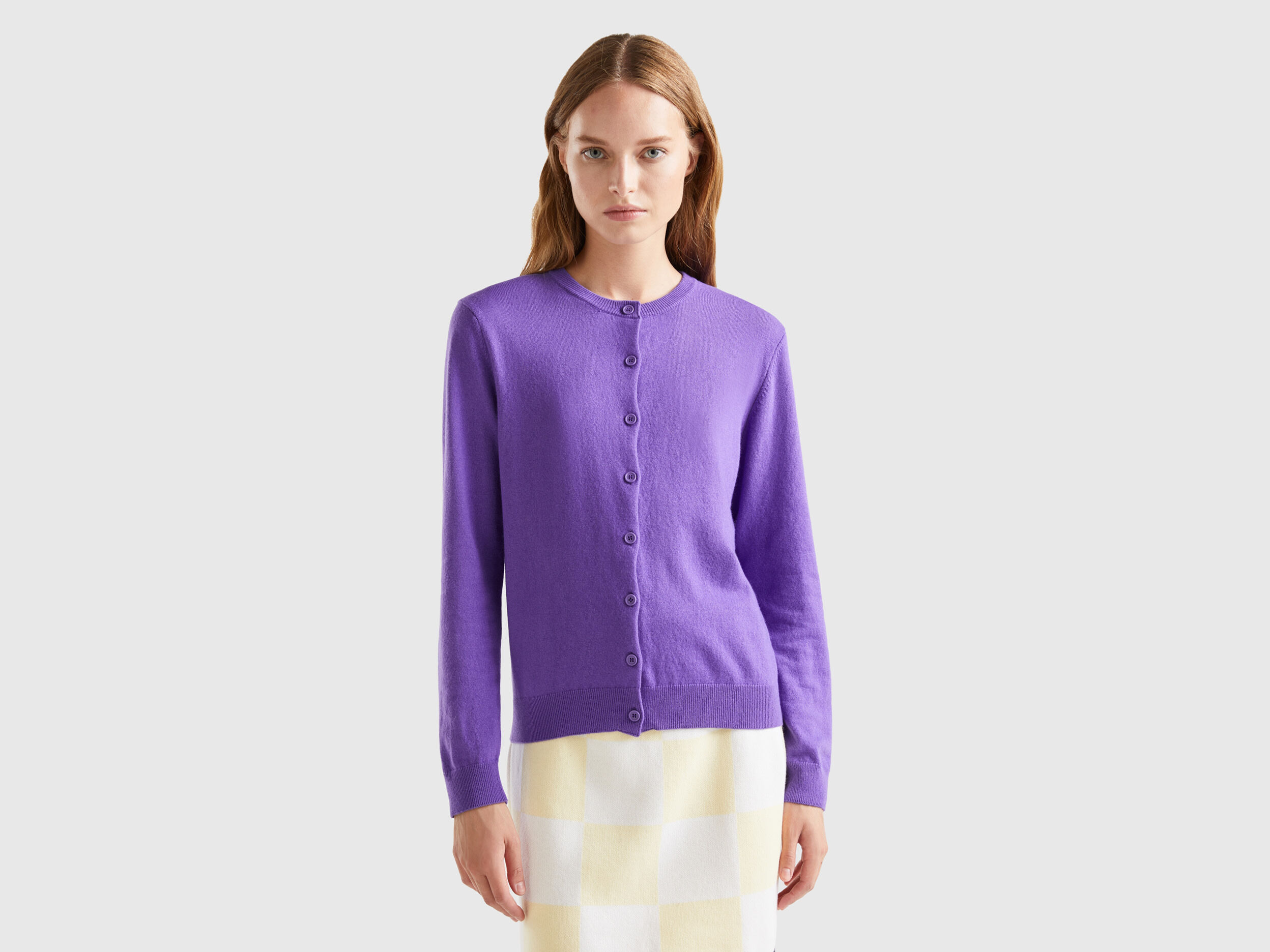 Purple cardigan in cashmere and wool blend