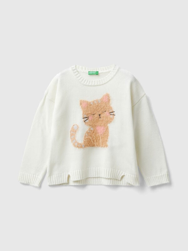 Sweater with cat inlay Junior Girl