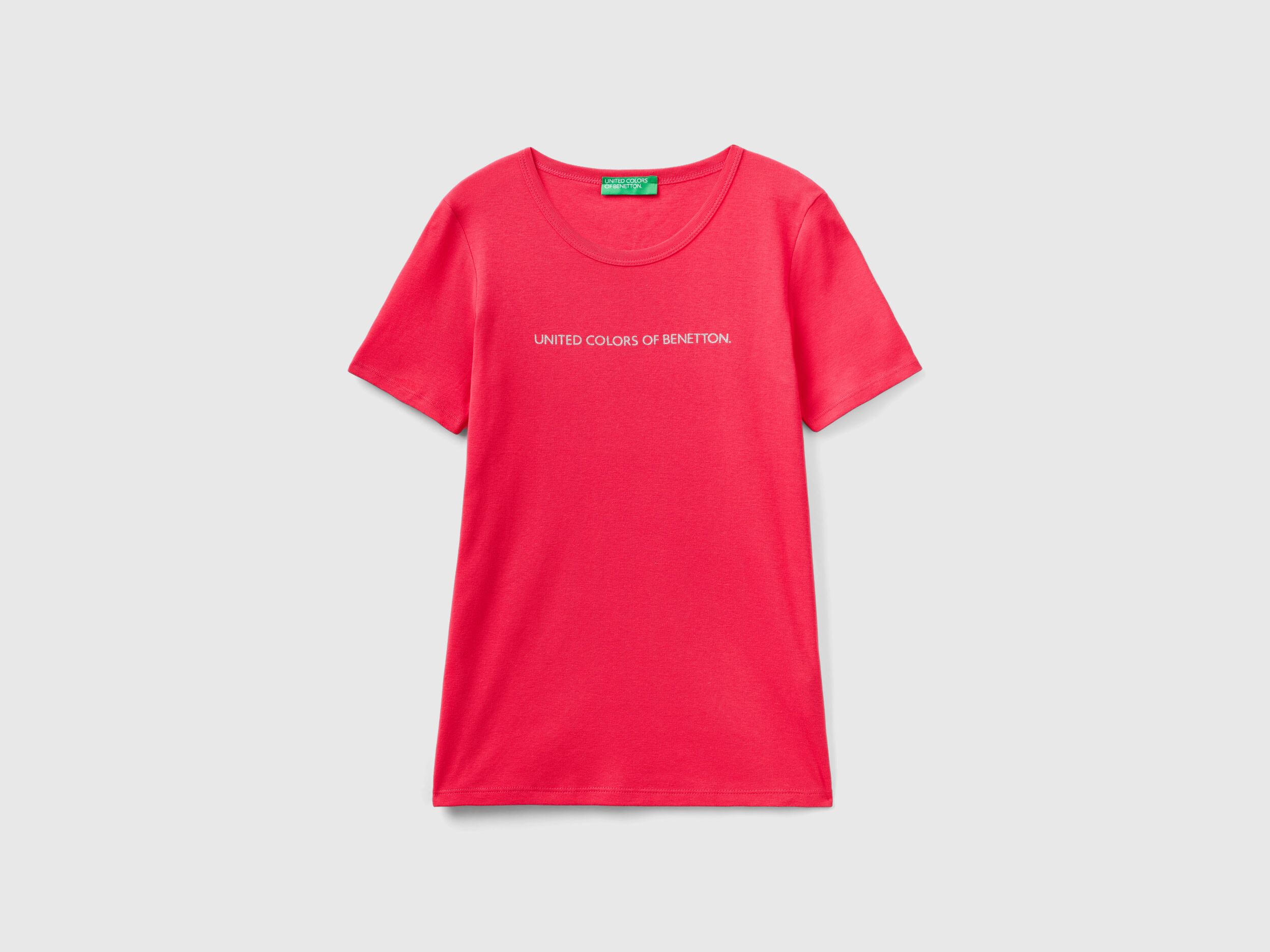 T shirt in 100 cotton with glitter print logo
