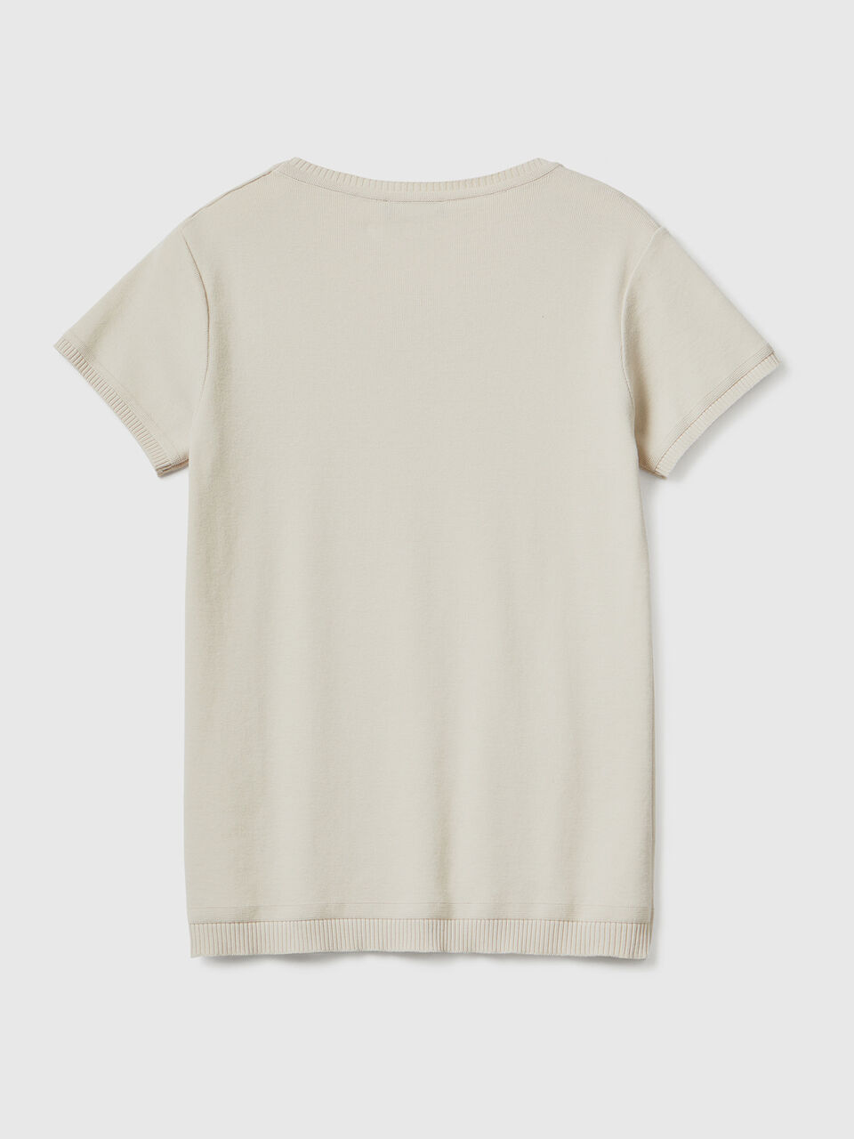 Short sleeve sweater in 100% cotton - Beige | Benetton
