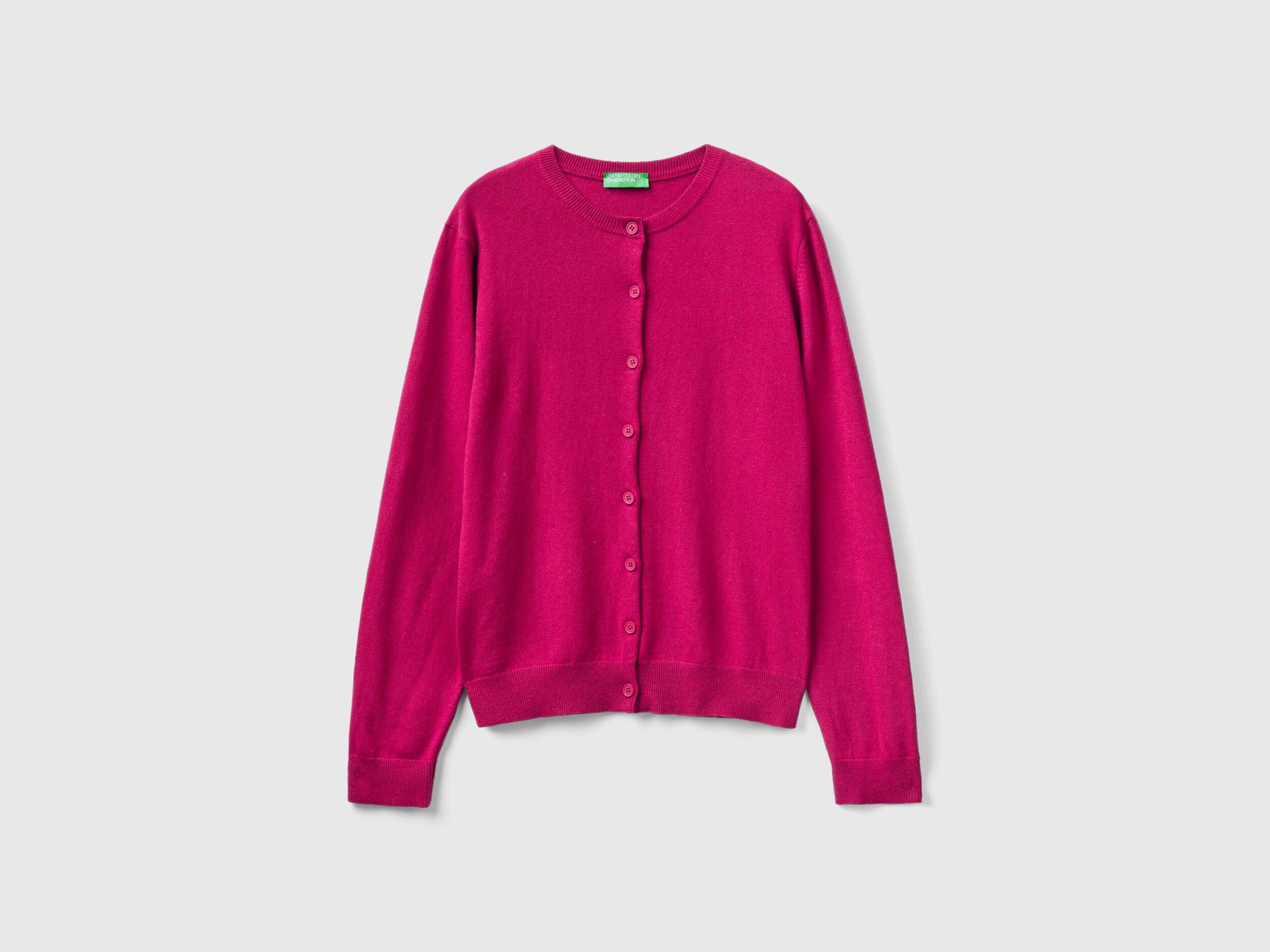 Magenta red cardigan in cashmere and wool blend