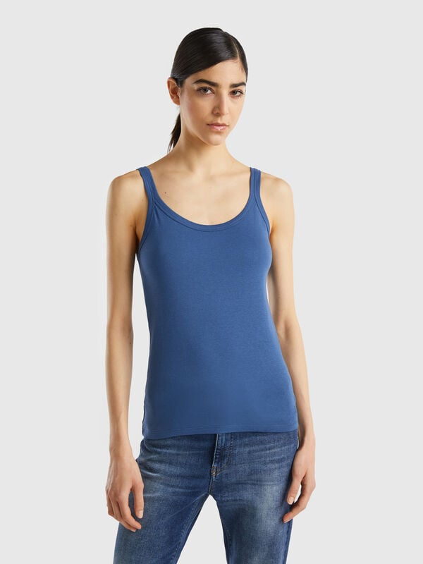 Air force blue tank top in pure cotton Women