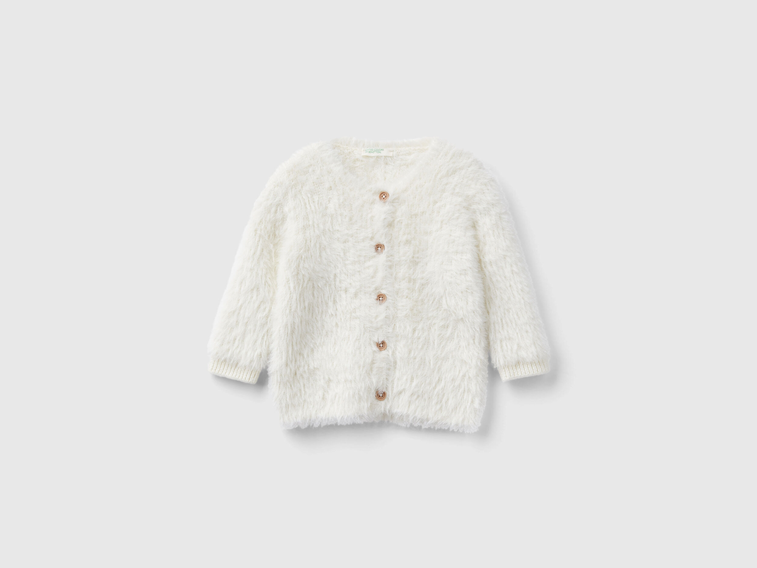 Furry crew neck cardigan