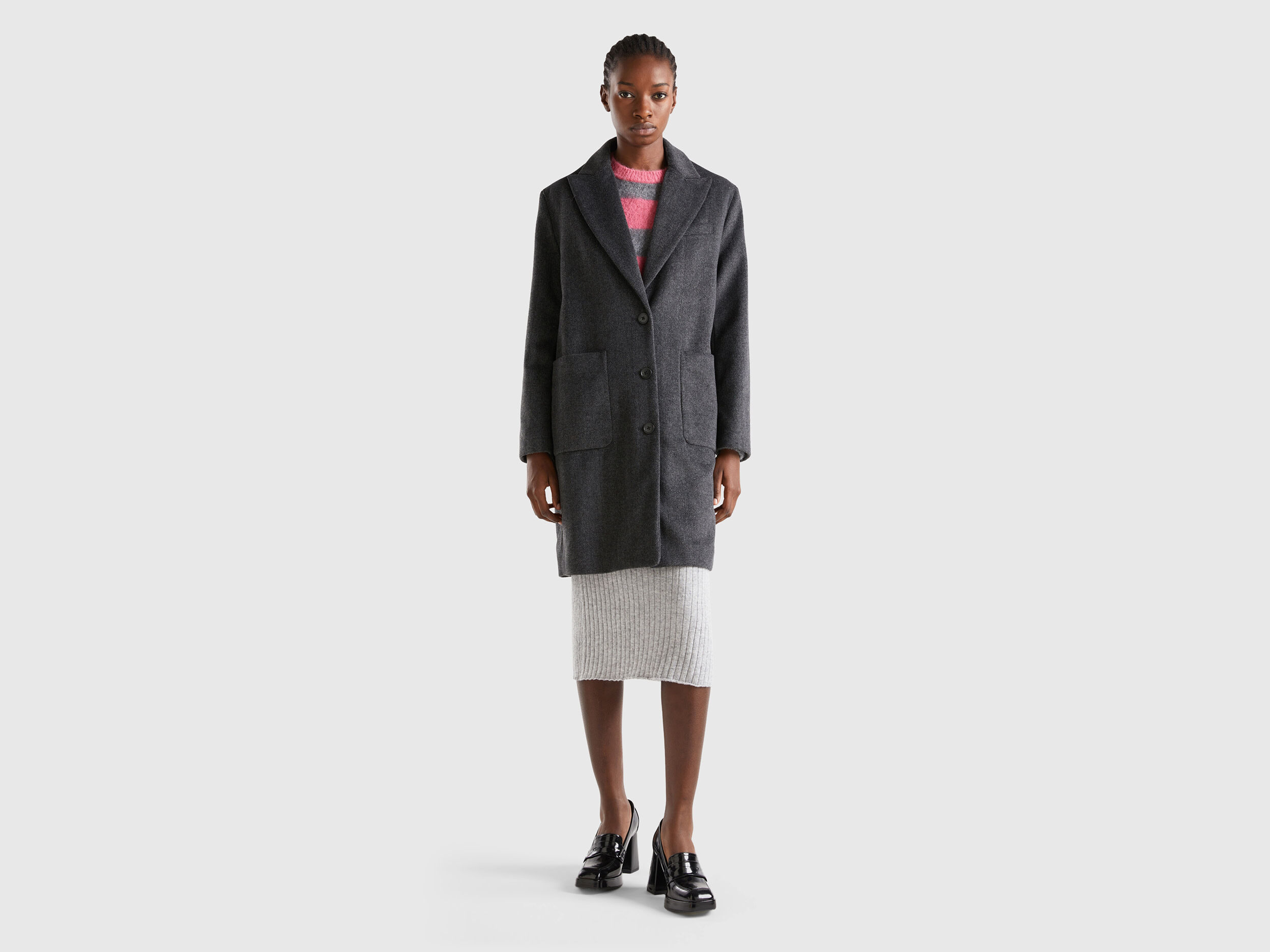 Short grey wool coat clearance