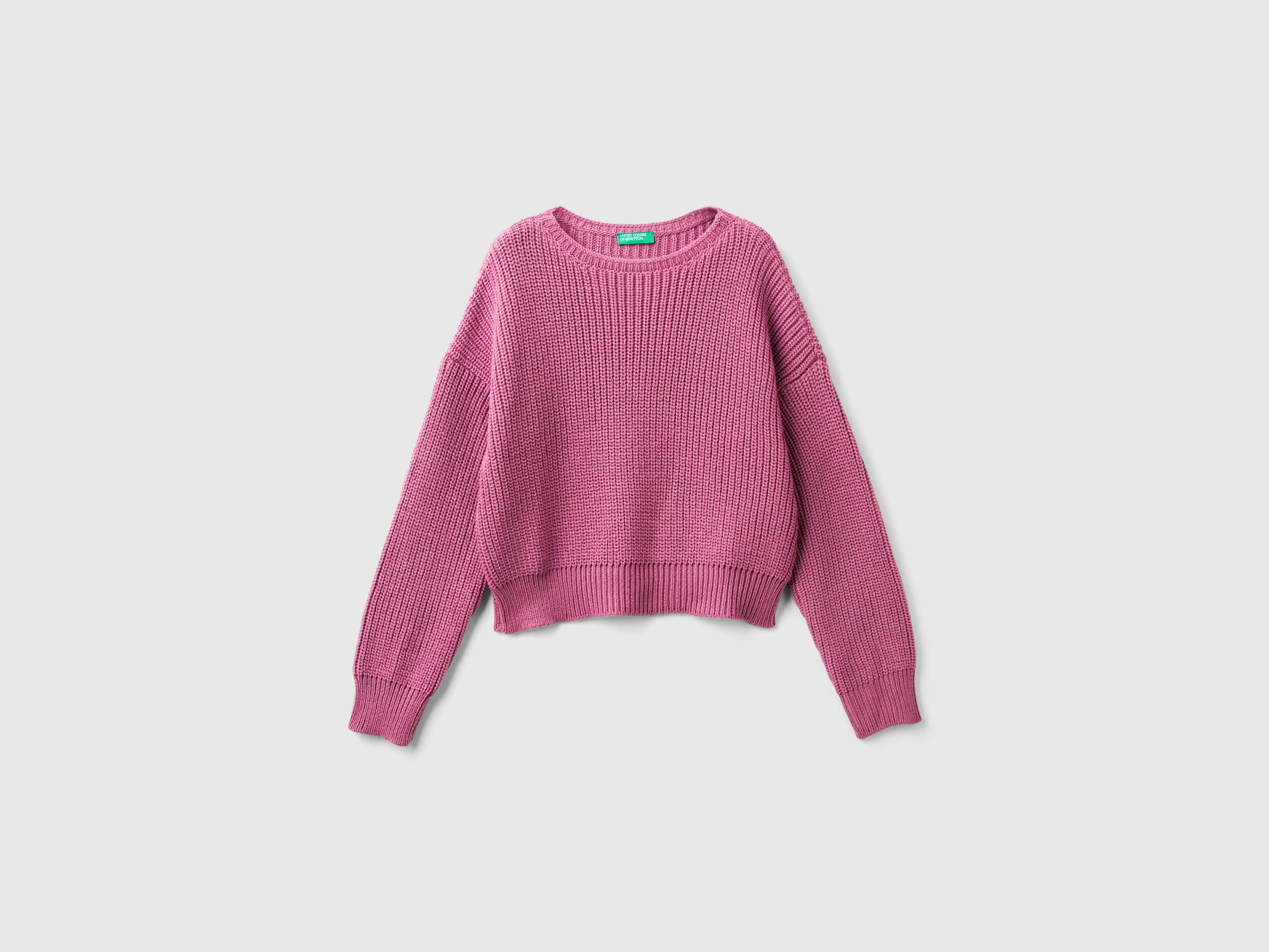 Boxy fit sweater - Dark Mauve | Benetton