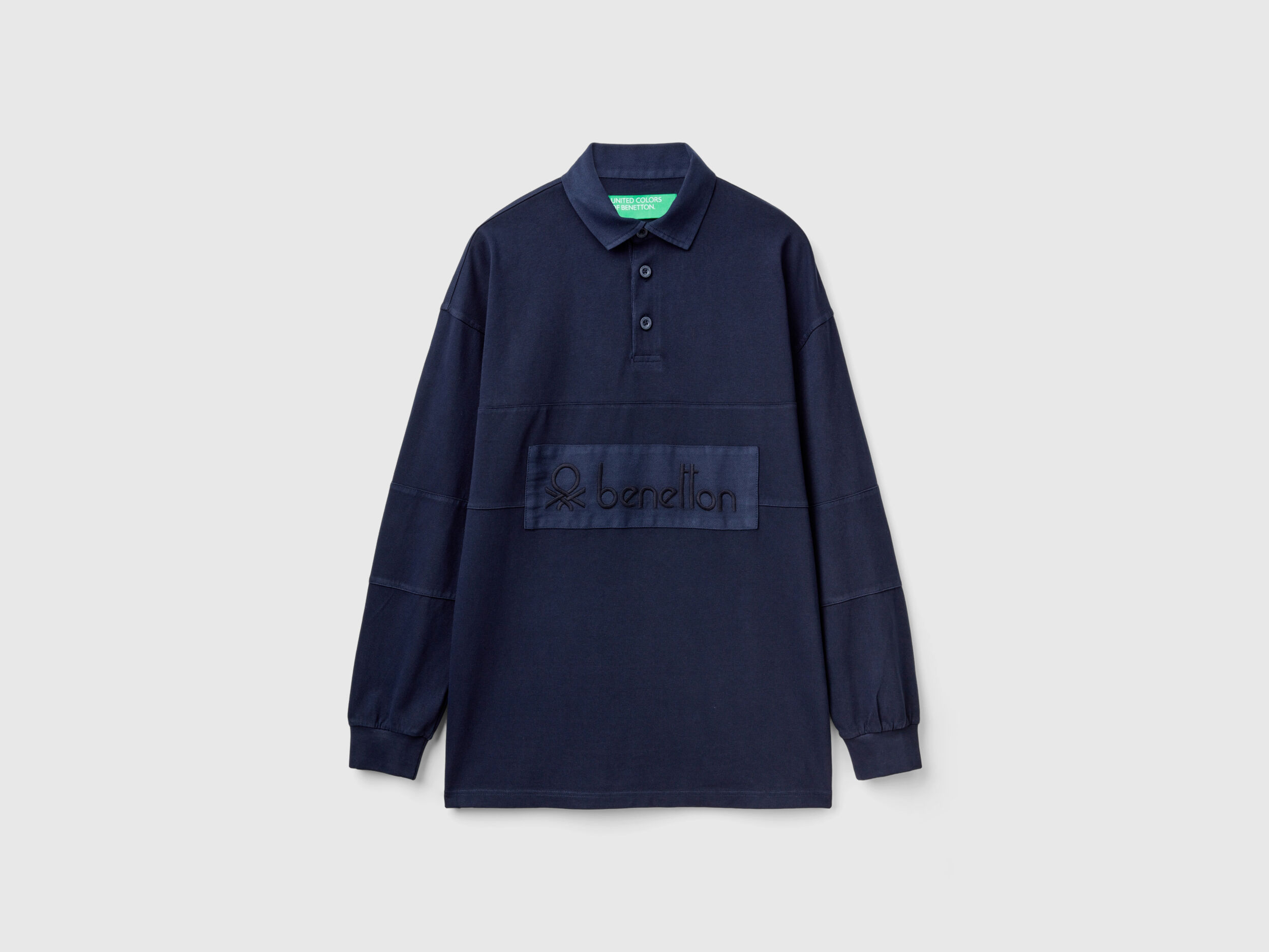 Rugby polo in pure cotton - Dark Blue | Benetton