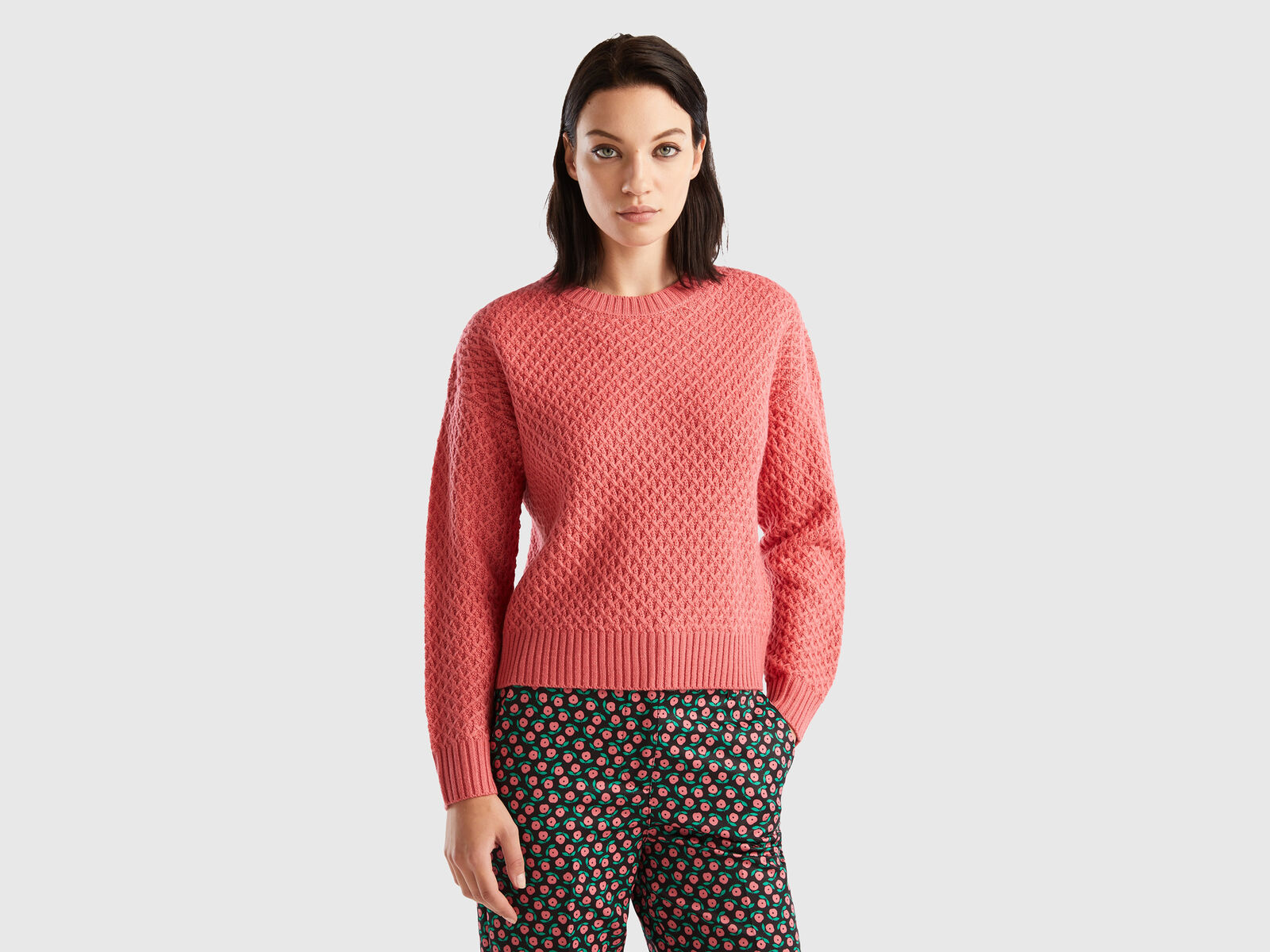 Boxy fit knit sweater - Red