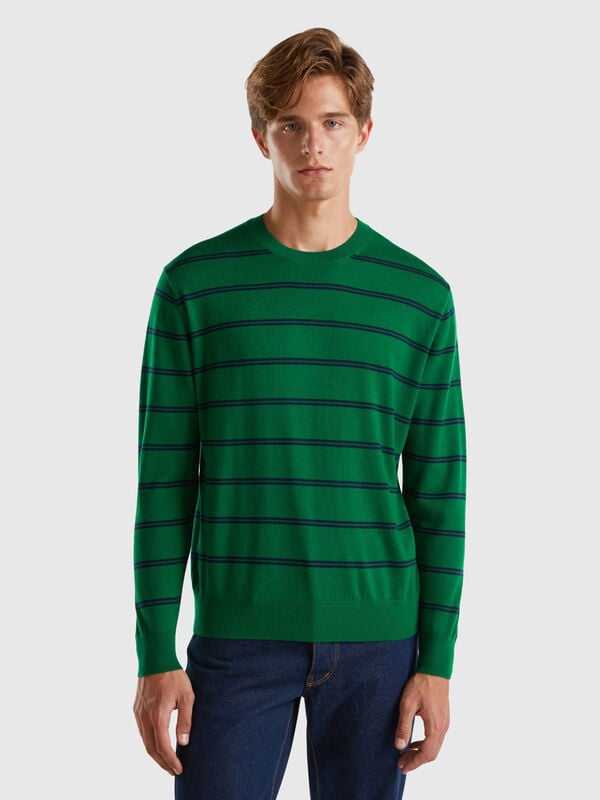 Striped sweater in pure Merino wool Men