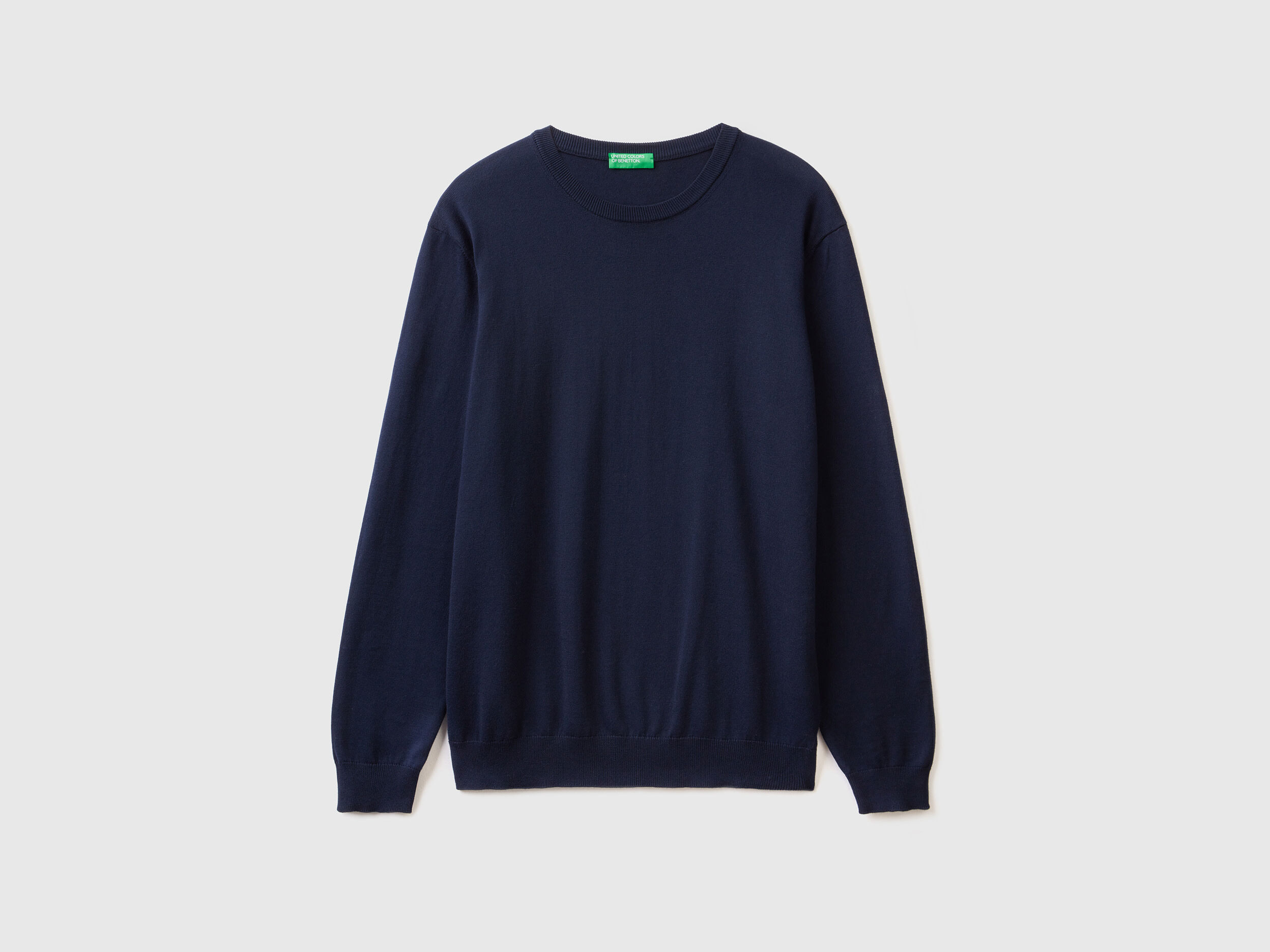Crew neck sweater in 100 cotton Dark Blue Benetton
