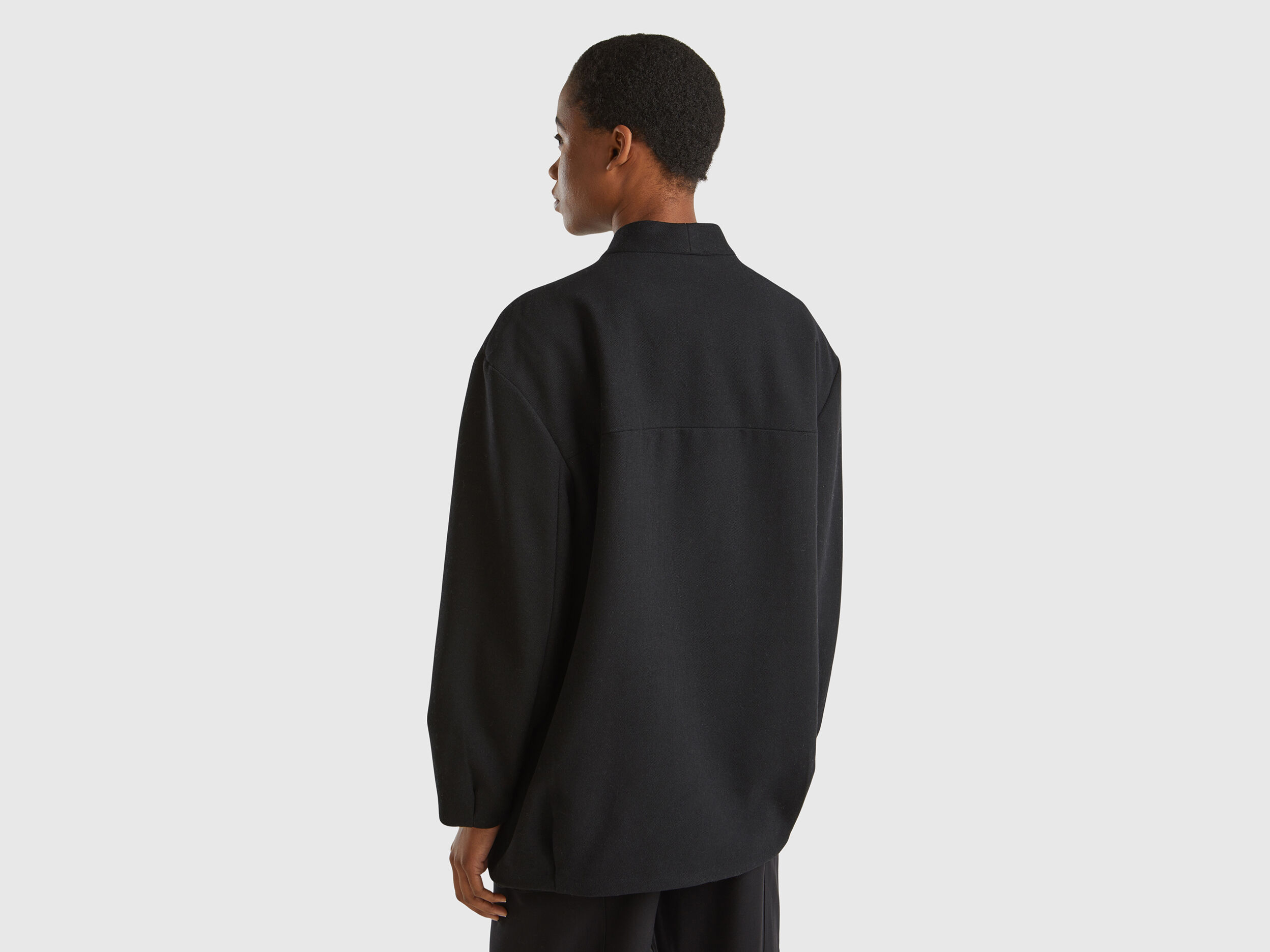 Wool blend bomber coat - Black | Benetton