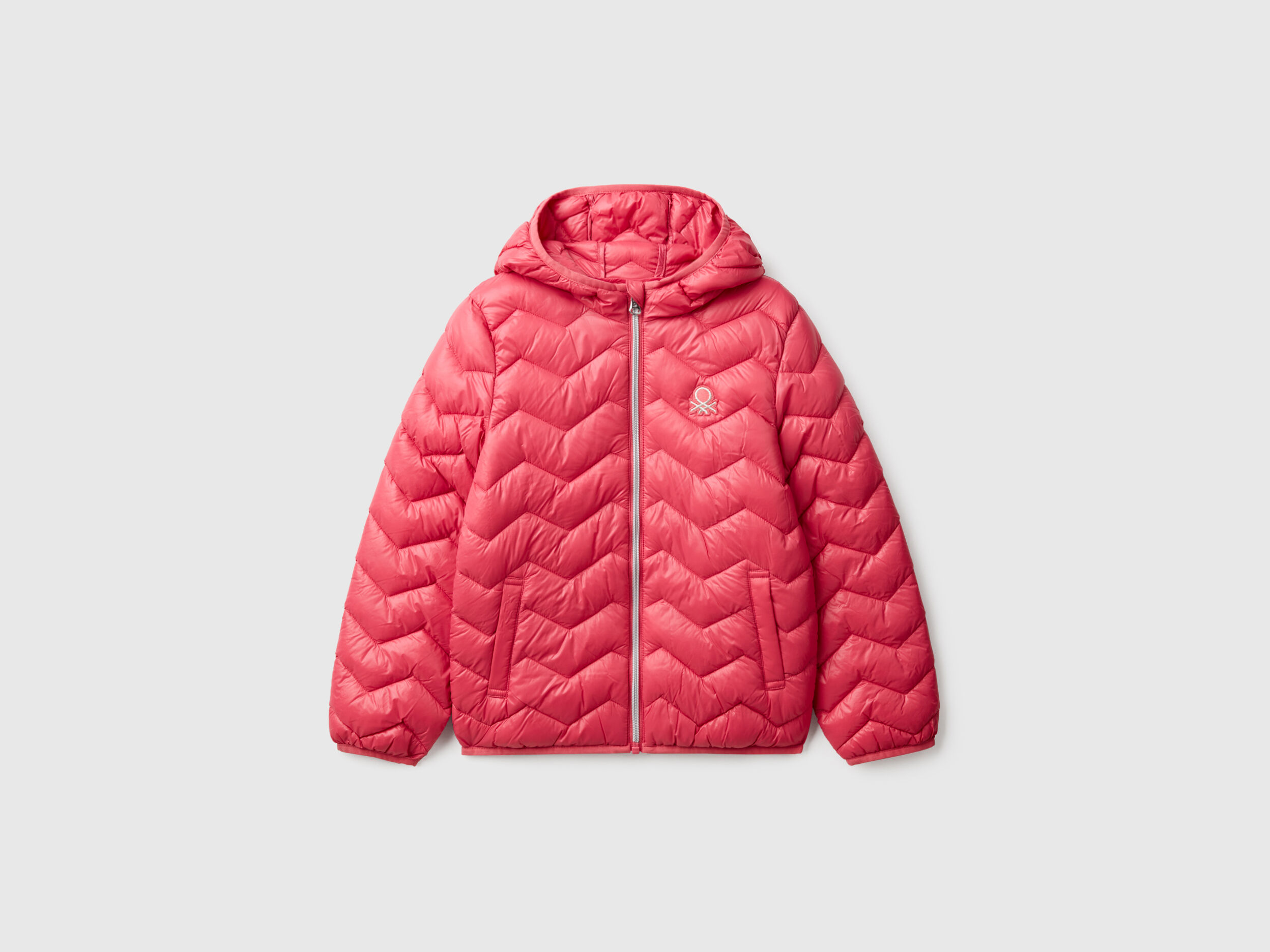 Patterned jacket with zip and hood - Pink | Benetton
